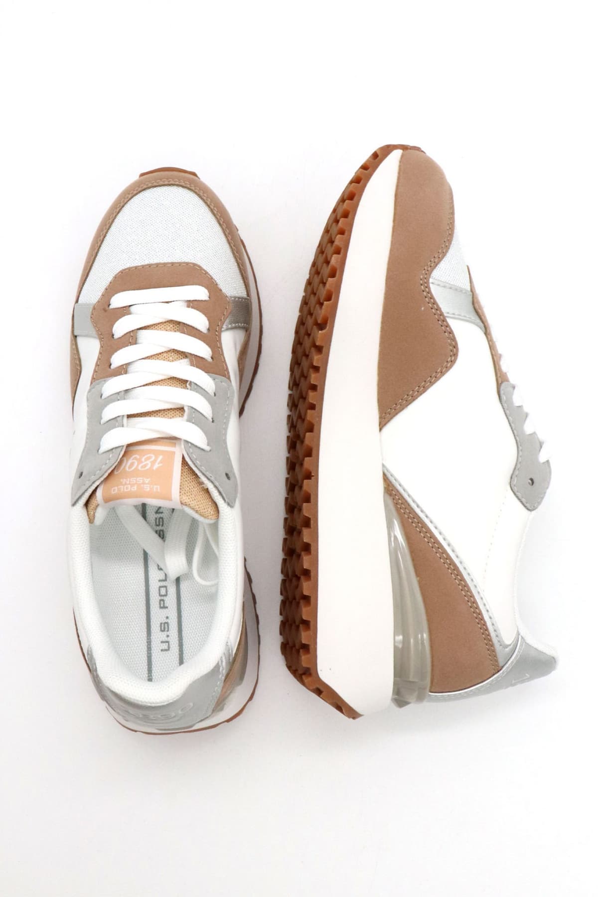 U.S. POLO ASSN. ΠΑΠΟΥΤΣΙΑ SNEAKERS ΣΤΡΑΣ ΣΟΥΕΤ ΛΕΠΤΟΜΕΡΕΙΕΣ LOGO MΠΕΖ/ΛΕΥΚΟ