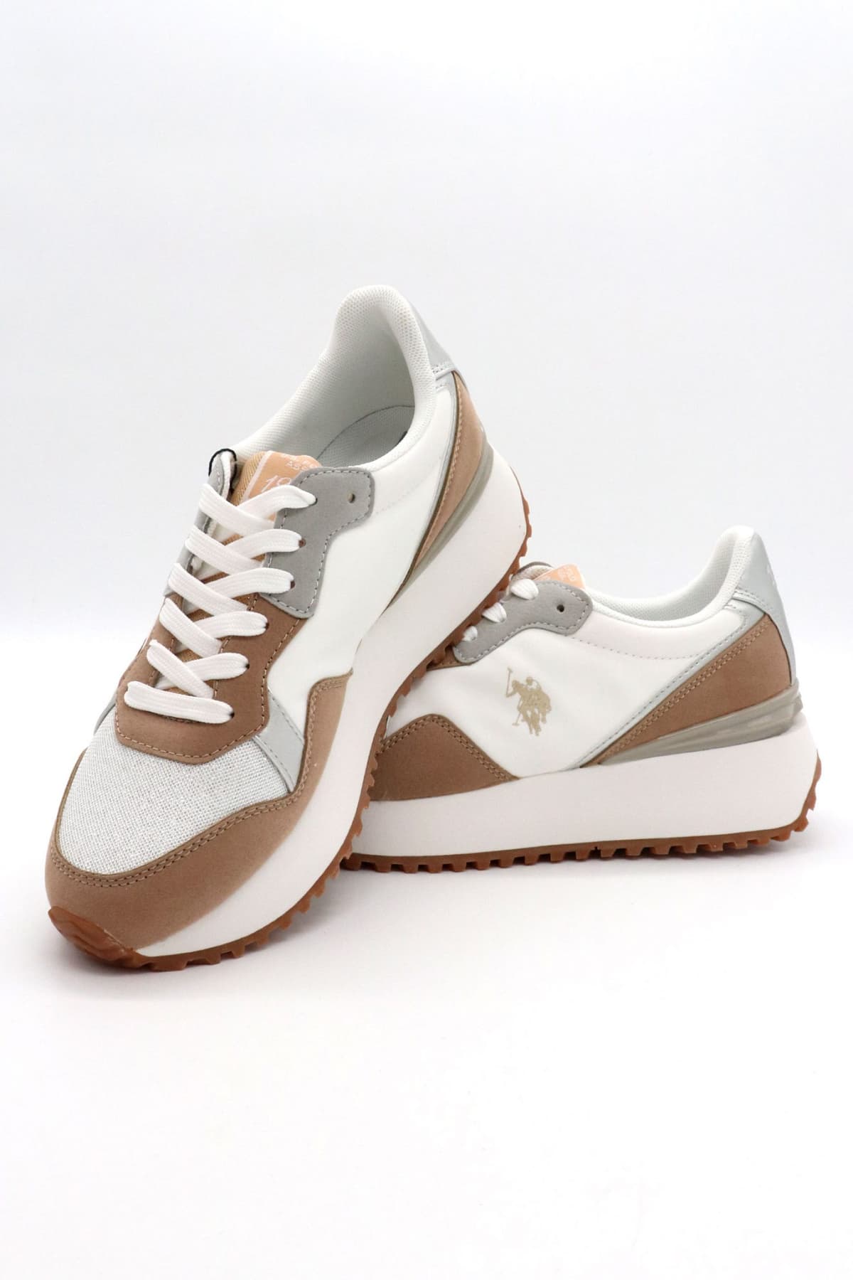 U.S. POLO ASSN. ΠΑΠΟΥΤΣΙΑ SNEAKERS ΣΤΡΑΣ ΣΟΥΕΤ ΛΕΠΤΟΜΕΡΕΙΕΣ LOGO MΠΕΖ/ΛΕΥΚΟ