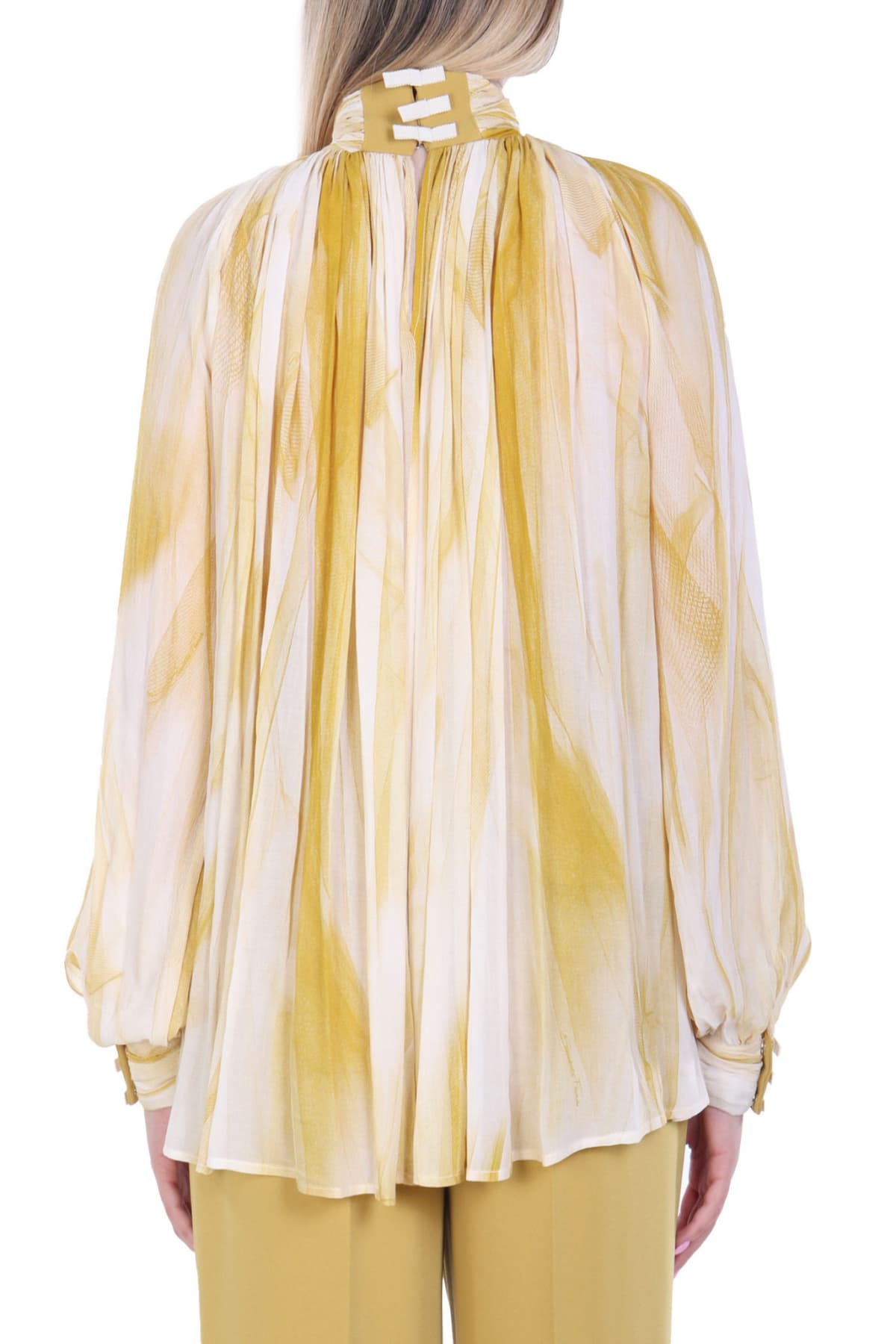 ELISABETTA FRANCHI ΜΠΛΟΥΖΑ ΛΟΥΠΕΤΟ ΣΟΥΡΑ ΚΙΤΡΙΝΟ-ΕΚΡΟΥ