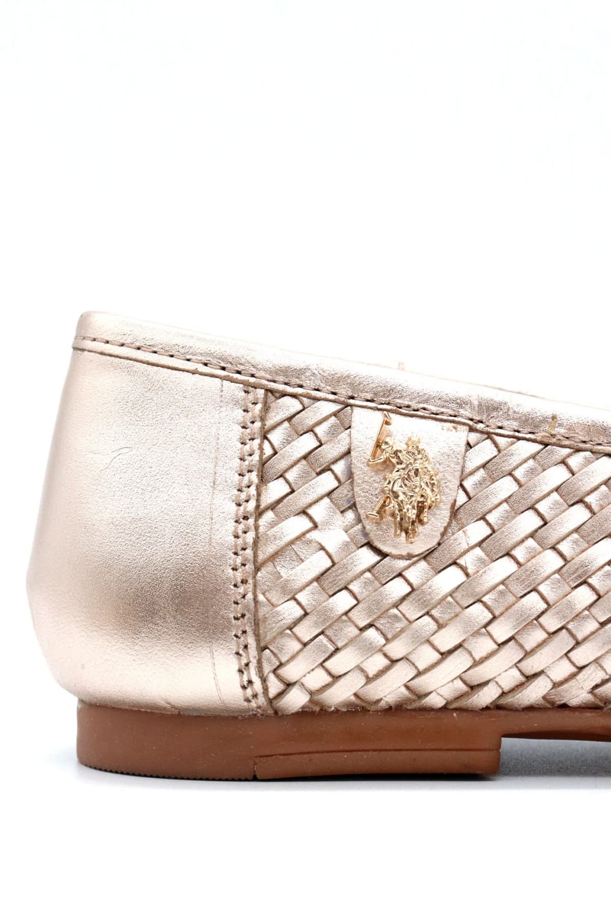 U.S.POLO ASSN ΠΑΠΟΥΤΣΙΑ MOKAΣΙΝΙΑ ΠΛΕΞΗ ΑΓΚΡΑΦΑ ΜΕΤΑΛΛΙΚΟ LOGO ΧΡΥΣΟ