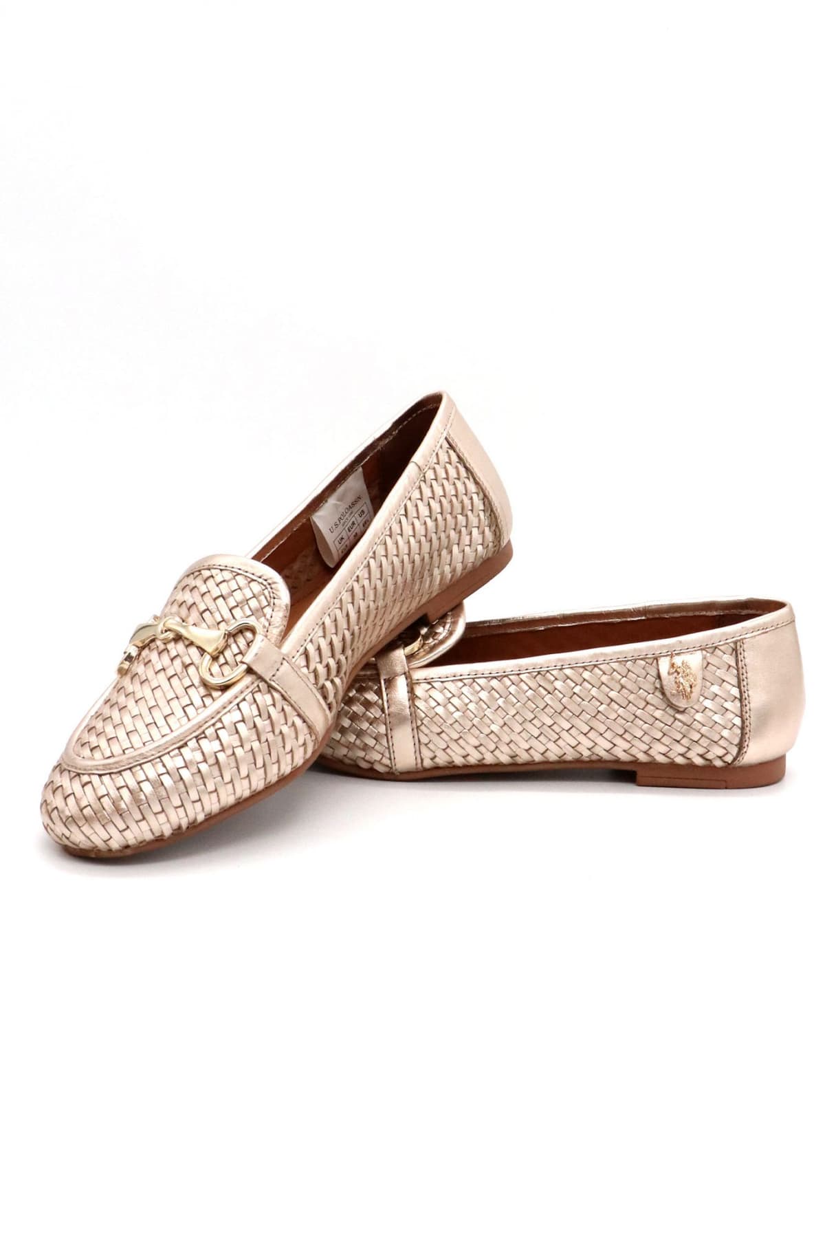 U.S.POLO ASSN ΠΑΠΟΥΤΣΙΑ MOKAΣΙΝΙΑ ΠΛΕΞΗ ΑΓΚΡΑΦΑ ΜΕΤΑΛΛΙΚΟ LOGO ΧΡΥΣΟ