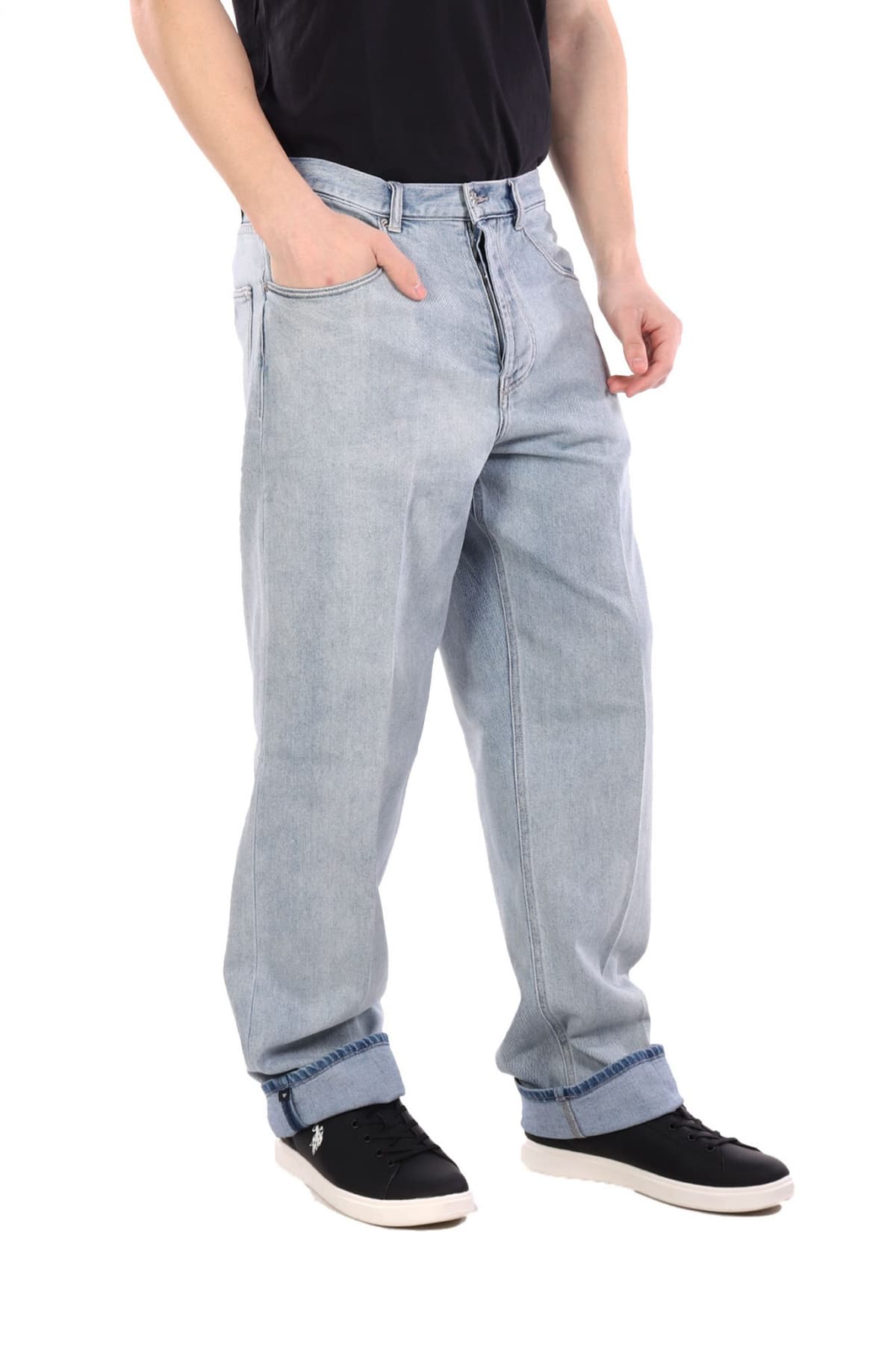 EMPORIO ARMANI ΠΑΝΤΕΛΟΝΙ JEANS J74 LOOSE FIT REGULAR WAIST MIDE WIDW LEG ΓΑΛΑΖΙΟ