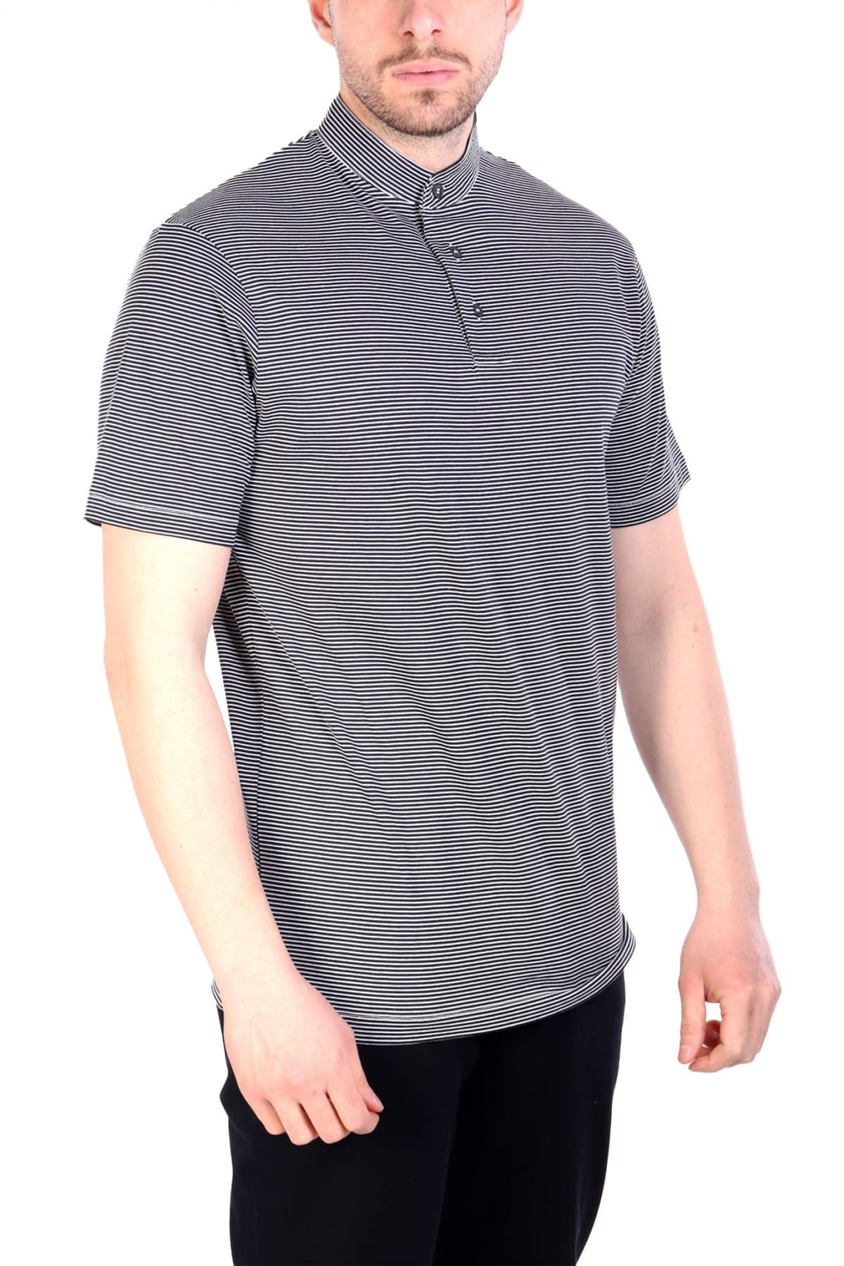 EMPORIO ARMANI POLO MAO ΡΙΓΕ ΛΕΥΚΟ-ΜΠΛΕ