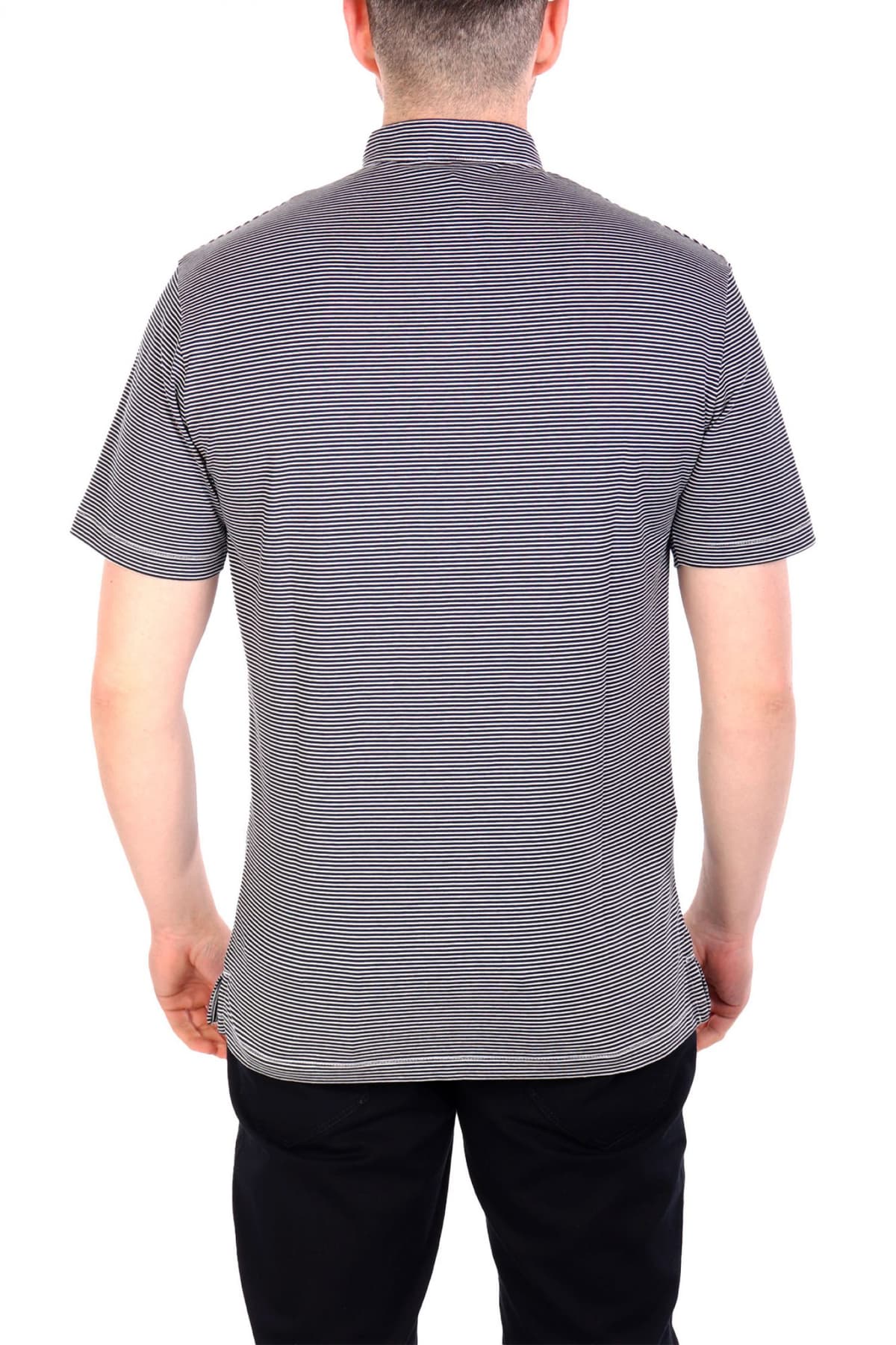 EMPORIO ARMANI POLO MAO ΡΙΓΕ ΛΕΥΚΟ-ΜΠΛΕ