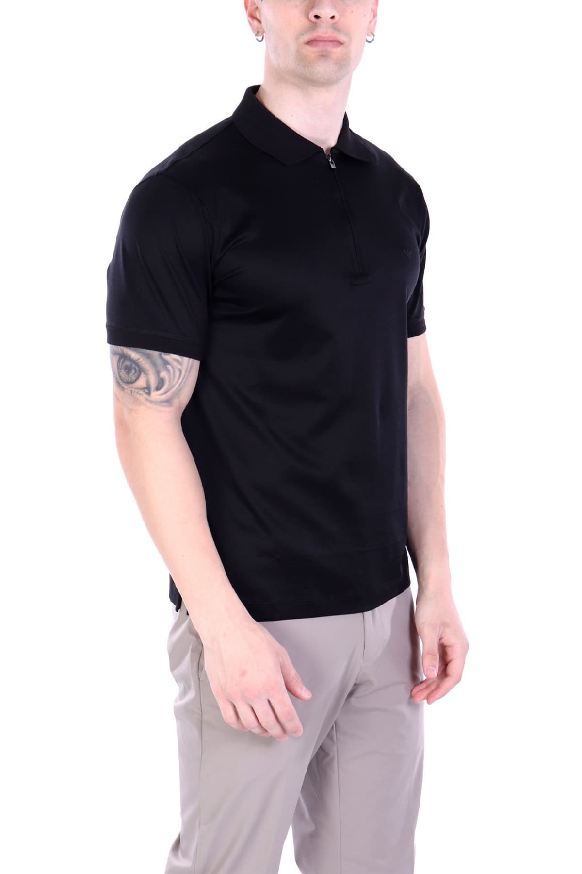 EMPORIO ARMANI POLO HALFZIP LOGO ΜΑΥΡΟ
