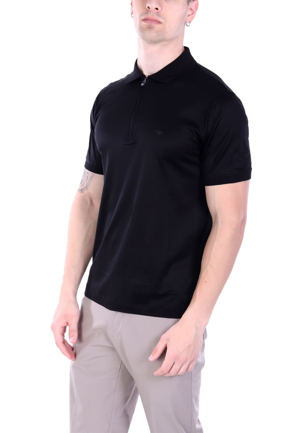 EMPORIO ARMANI POLO HALFZIP LOGO ΜΑΥΡΟ