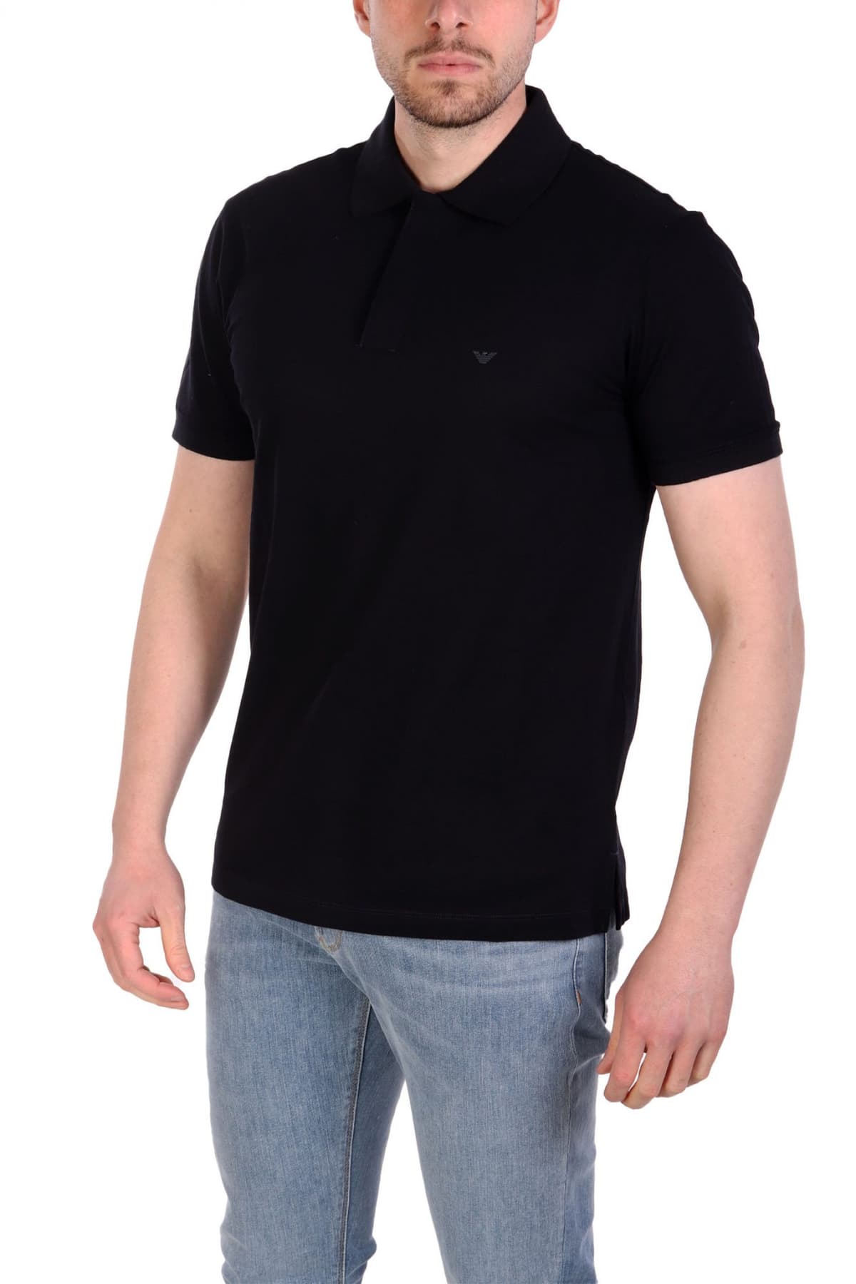 EMPORIO ARMANI POLO HALFZIP LOGO ΜΠΛΕ