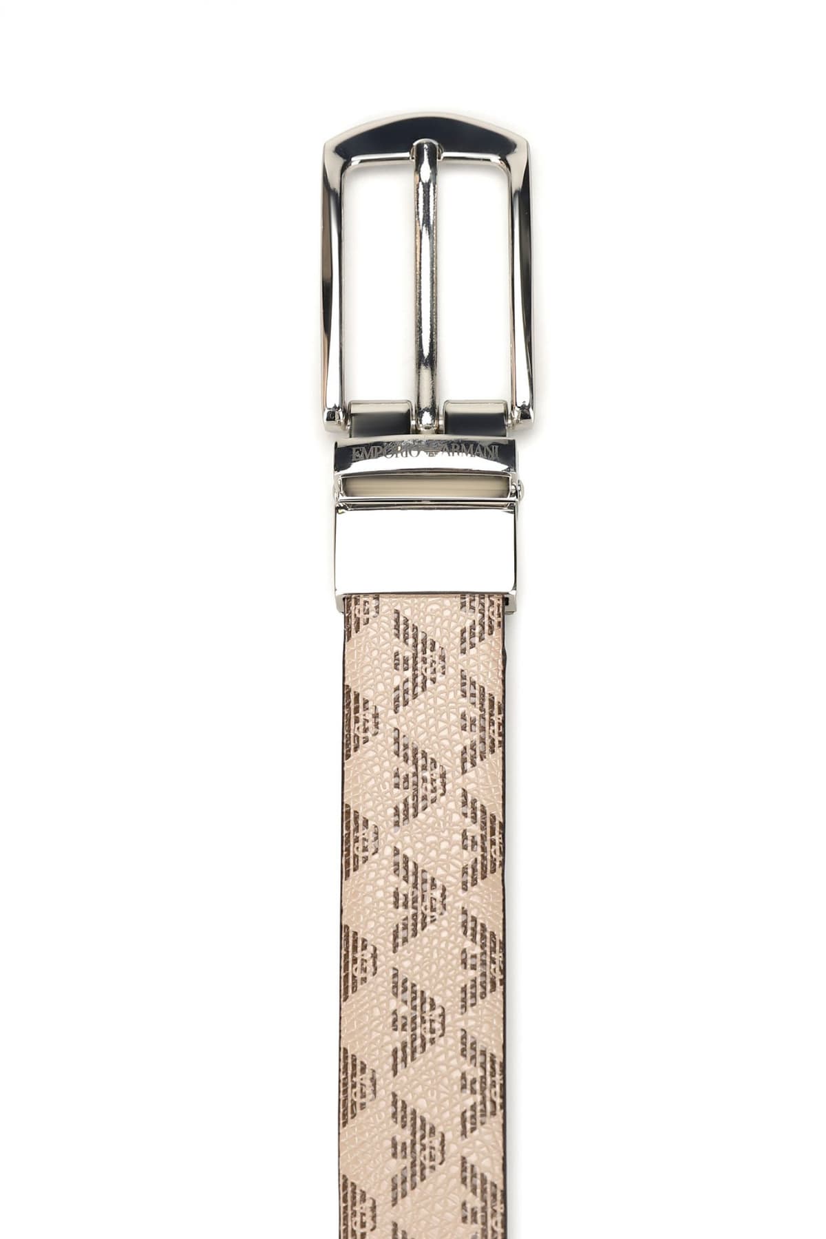 EMPORIO ARMANI ΖΩΝΗ ΔΙΠΛΗΣ ΟΨΗΣ LOGO ΚΑΦΕ-ΜΠΕΖ