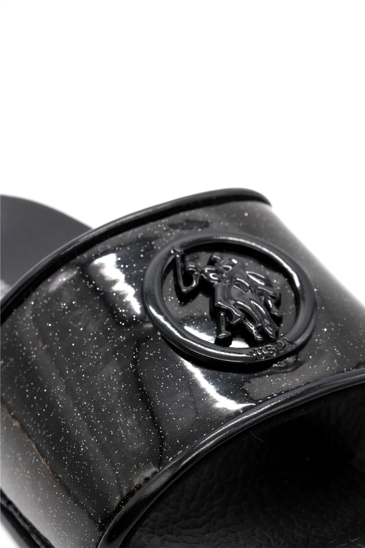 U.S. POLO ASSN. ΠΑΠΟΥΤΣΙΑ ΠΑΝΤΟΦΛΕΣ GLITTER ΜΕΤΑΛΛΙΚΟ LOGO ΜΑΥΡΟ