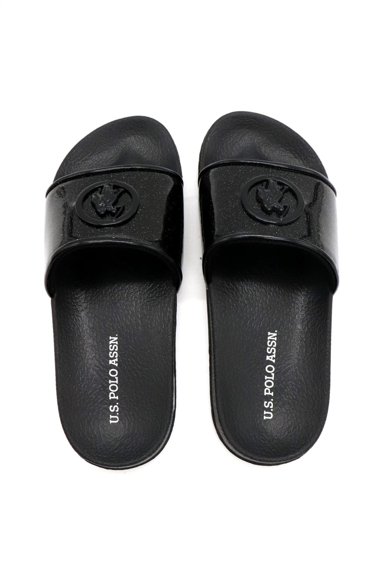 U.S. POLO ASSN. ΠΑΠΟΥΤΣΙΑ ΠΑΝΤΟΦΛΕΣ GLITTER ΜΕΤΑΛΛΙΚΟ LOGO ΜΑΥΡΟ
