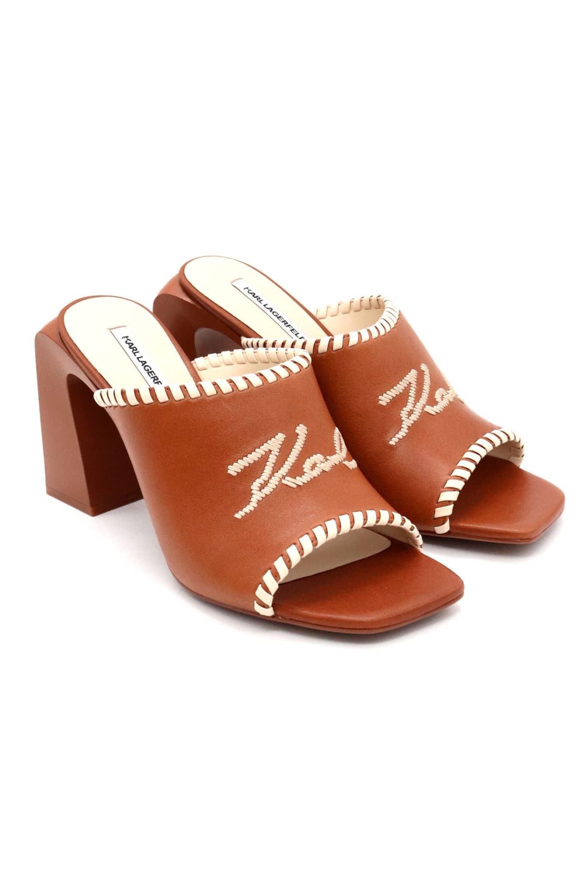 KARL LAGERFELD ΠΑΠΟΥΤΣΙΑ MULES ASTRA NOVA MΠΕΖ ΡΑΦΕΣ LOGO ΤΑΜΠΑ