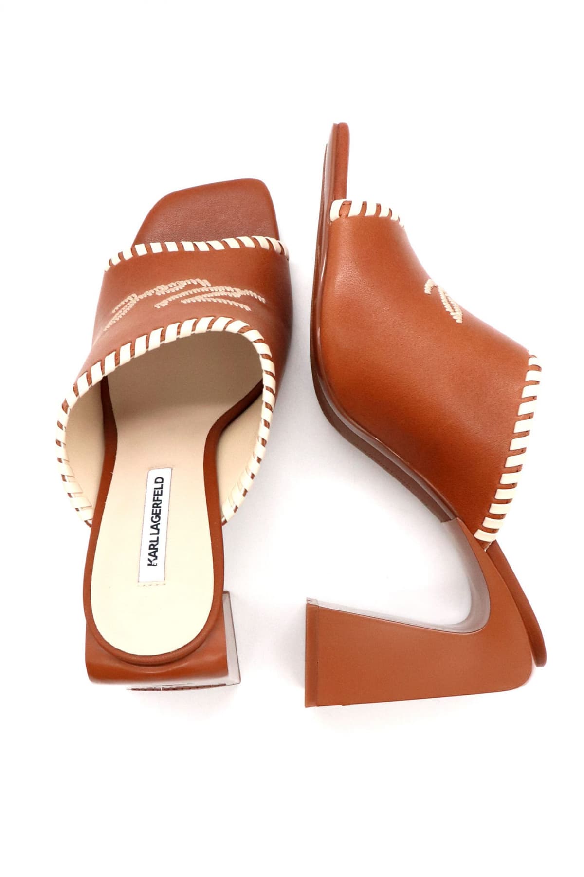 KARL LAGERFELD ΠΑΠΟΥΤΣΙΑ MULES ASTRA NOVA MΠΕΖ ΡΑΦΕΣ LOGO ΤΑΜΠΑ