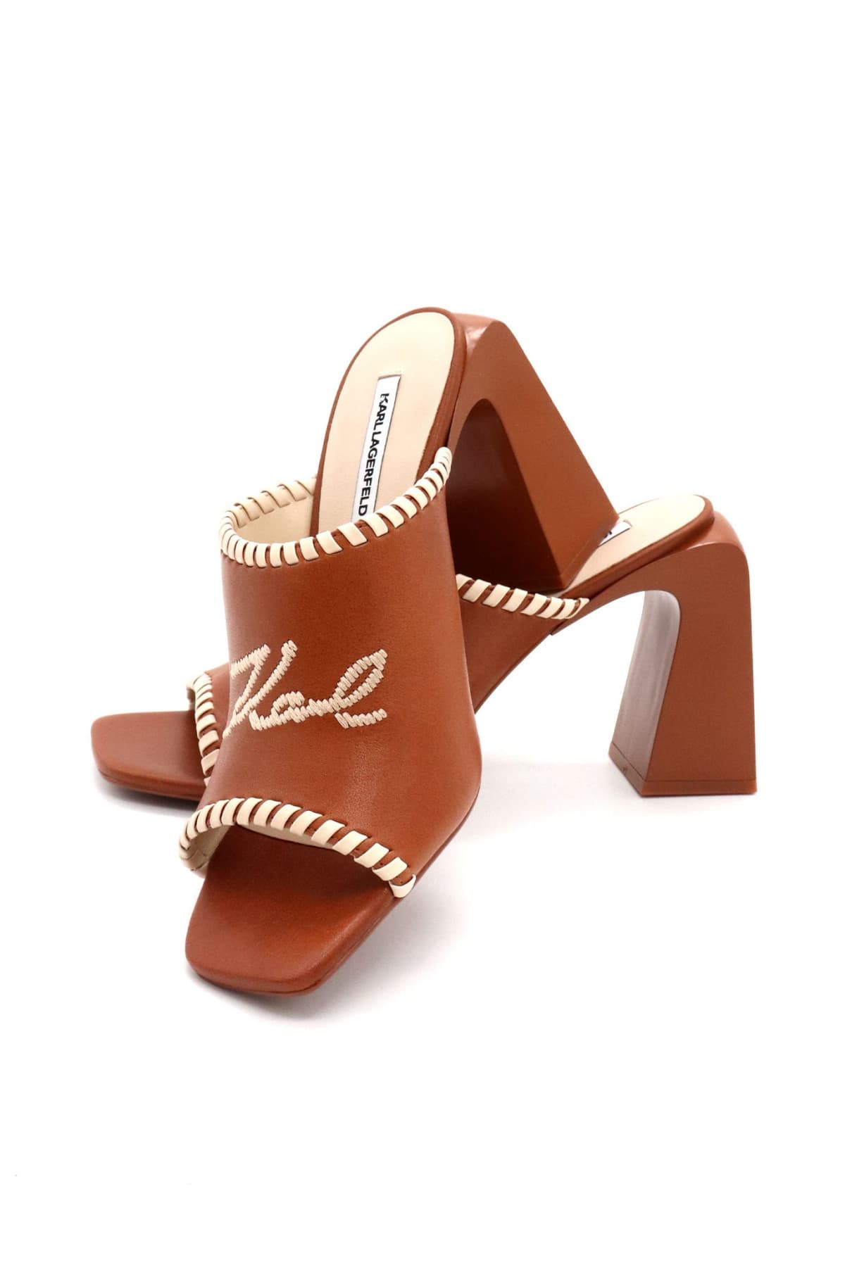 KARL LAGERFELD ΠΑΠΟΥΤΣΙΑ MULES ASTRA NOVA MΠΕΖ ΡΑΦΕΣ LOGO ΤΑΜΠΑ