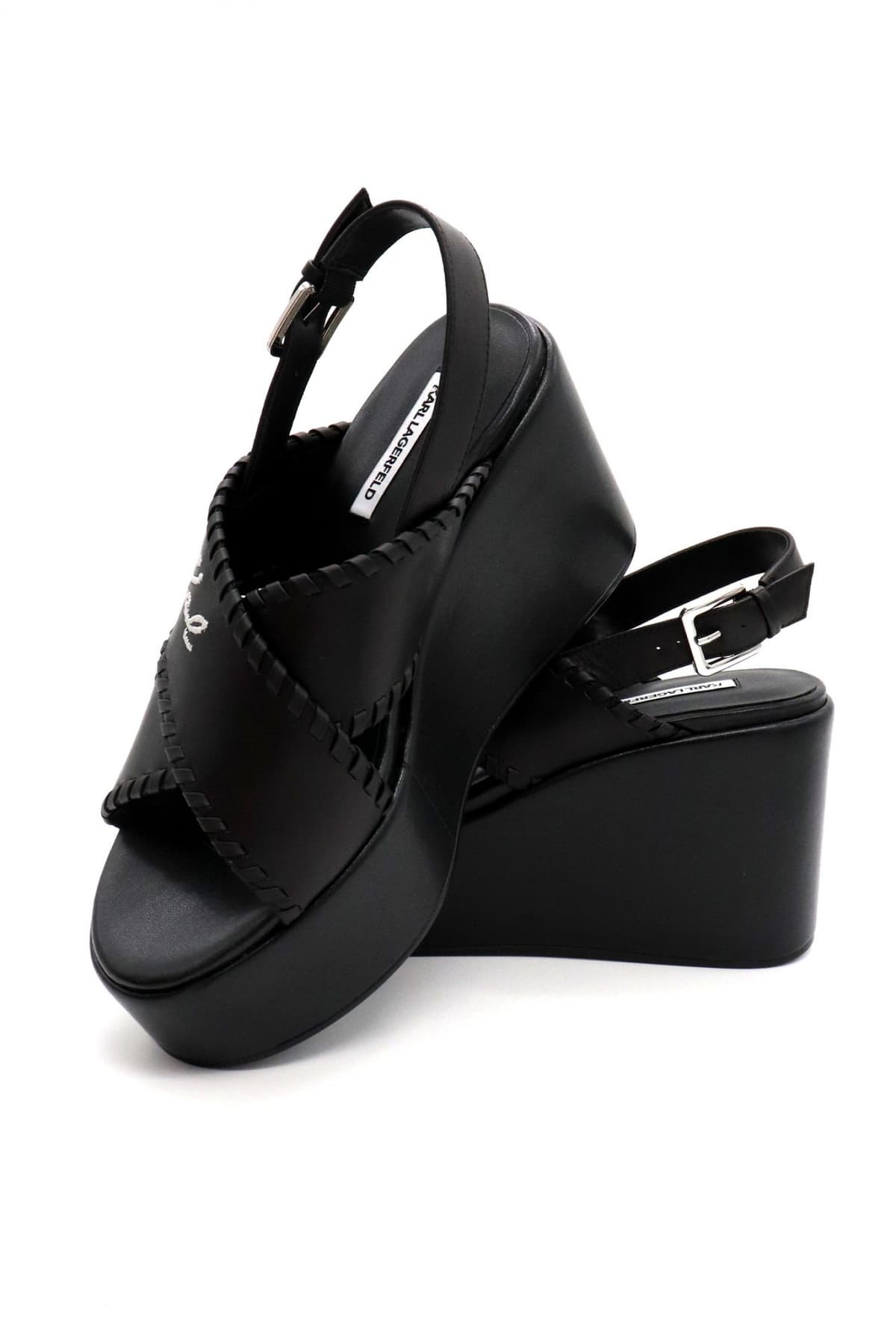 KARL LAGERFELD ΠΑΠΟΥΤΣΙΑ ΠΛΑΤΦΟΡΜΕΣ WENDY WHIPSTICH KROSS STRAP LOGO ΜΑΥΡΟ