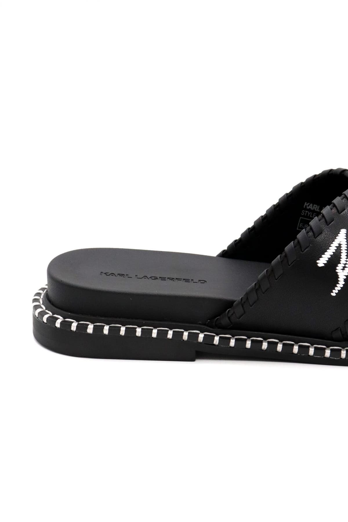 KARL LAGERFELD ΠΑΠΟΥΤΣΙΑ ΠΑΝΤΟΦΛΕΣ ΚLEO ΛΕΥΚΗ ΡΑΦΗ LOGO ΜΑΥΡΟ