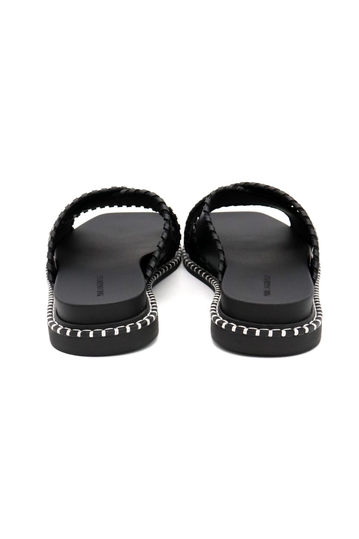 KARL LAGERFELD ΠΑΠΟΥΤΣΙΑ ΠΑΝΤΟΦΛΕΣ ΚLEO ΛΕΥΚΗ ΡΑΦΗ LOGO ΜΑΥΡΟ