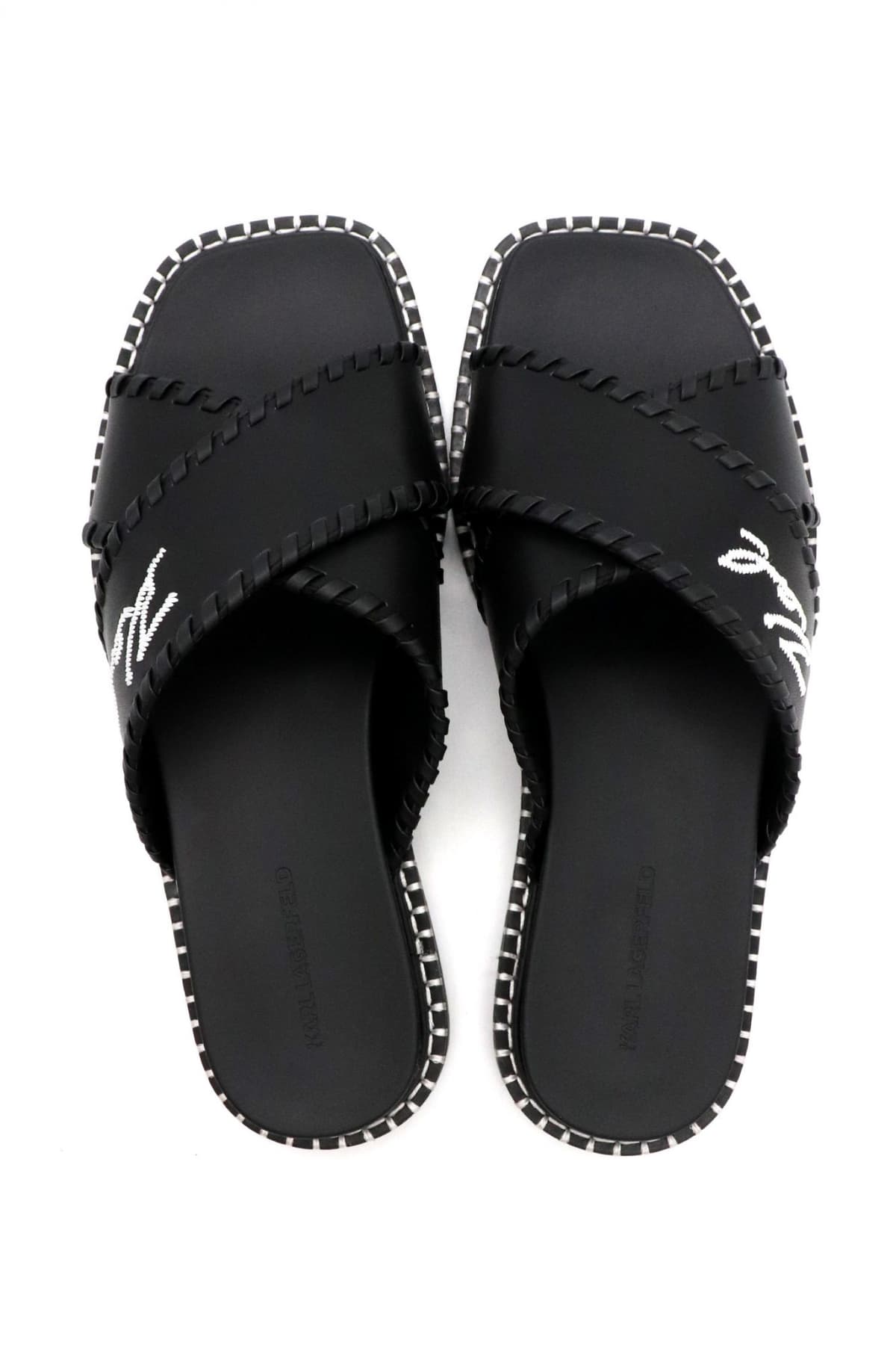 KARL LAGERFELD ΠΑΠΟΥΤΣΙΑ ΠΑΝΤΟΦΛΕΣ ΚLEO ΛΕΥΚΗ ΡΑΦΗ LOGO ΜΑΥΡΟ