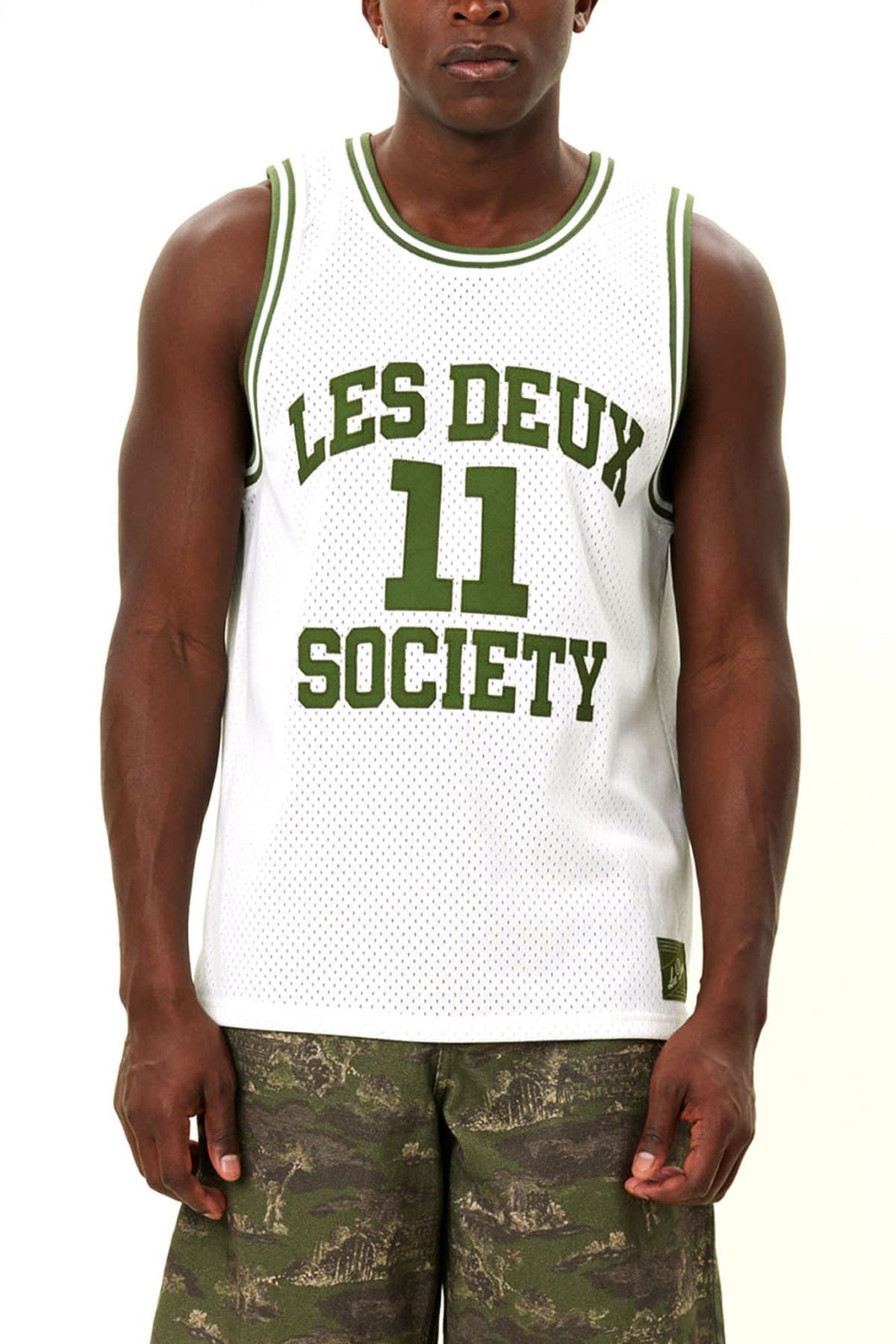 LES DEUX T-SHIRT ΑΜΑΝΙΚΟ SILAS MESH LOGO ΛΕΥΚΟ-ΠΡΑΣΙΝΟ