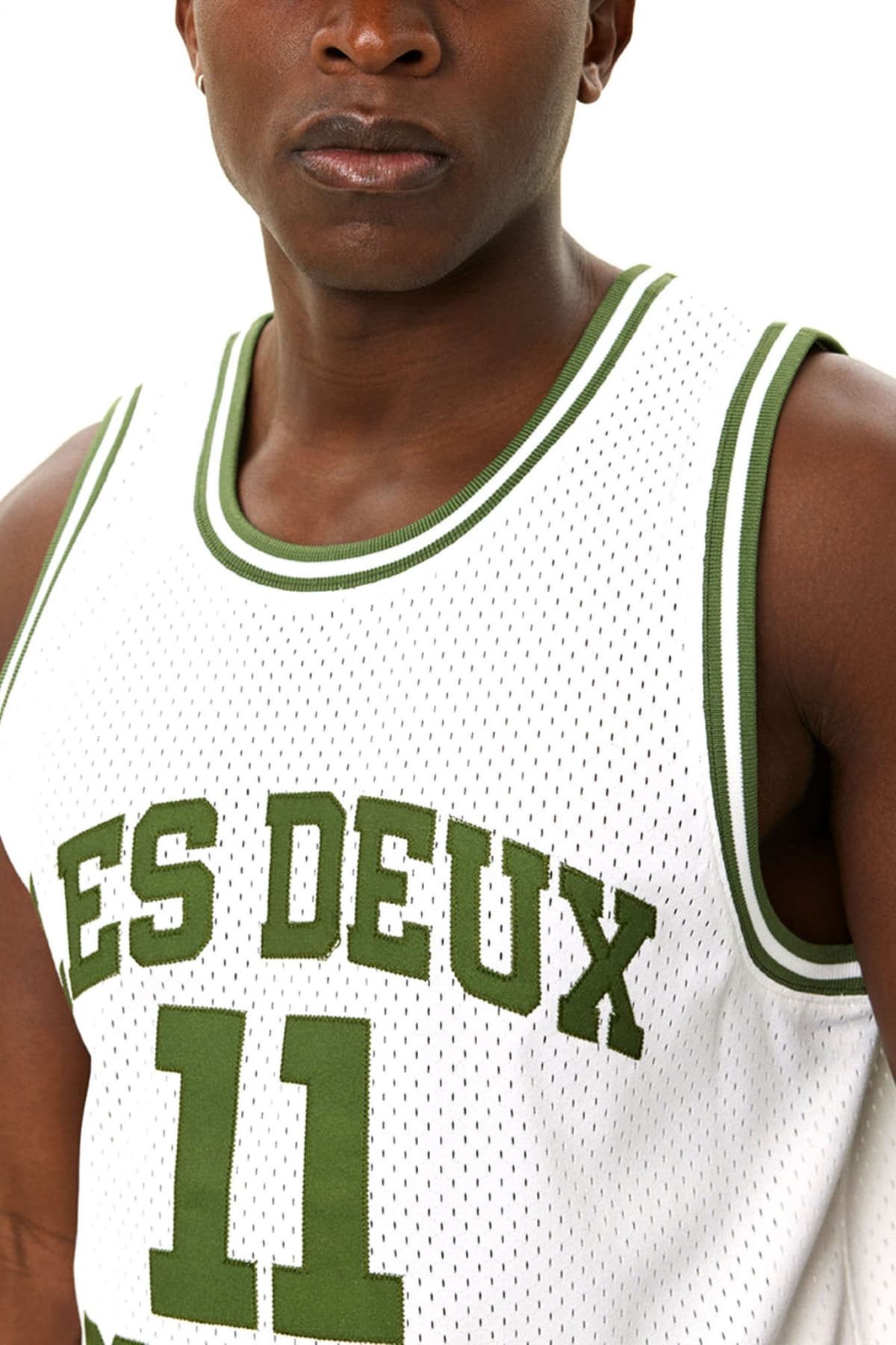 LES DEUX T-SHIRT ΑΜΑΝΙΚΟ SILAS MESH LOGO ΛΕΥΚΟ-ΠΡΑΣΙΝΟ