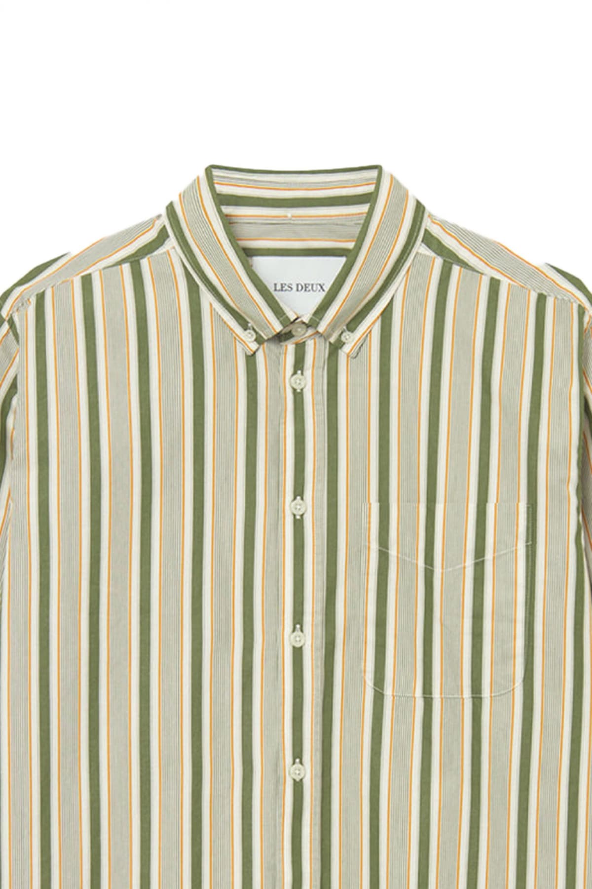 LES DEUX ΠΟΥΚΑΜΙΣΟ ΠΟΠΛΙΝΑ KENT STRIPE PEACHED ΡΙΓΕ ΛΕΥΚΟ-ΠΡΑΣΙΝΟ-ΠΟΡΤΟΚΑΛΙ