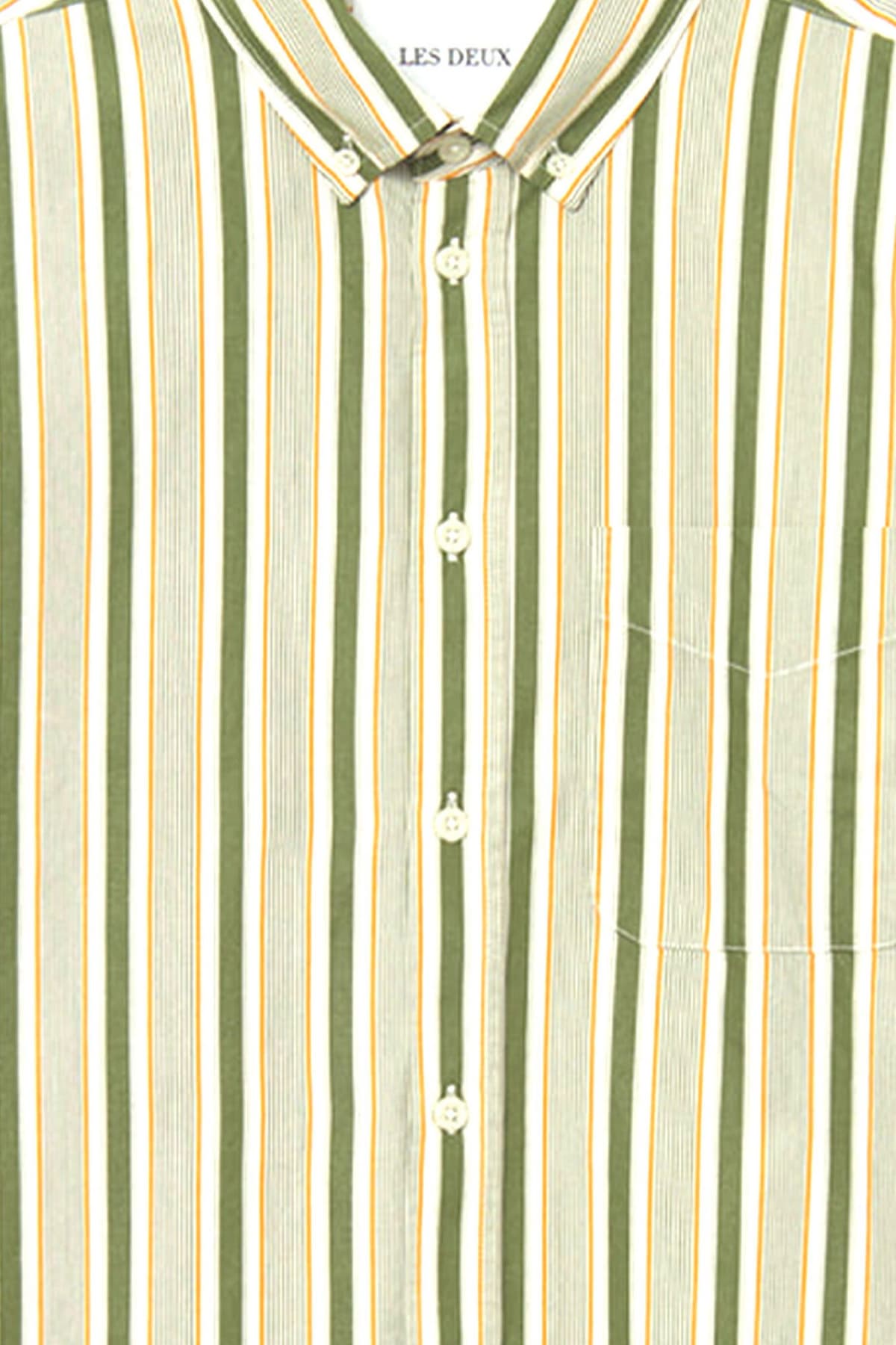 LES DEUX ΠΟΥΚΑΜΙΣΟ ΠΟΠΛΙΝΑ KENT STRIPE PEACHED ΡΙΓΕ ΛΕΥΚΟ-ΠΡΑΣΙΝΟ-ΠΟΡΤΟΚΑΛΙ