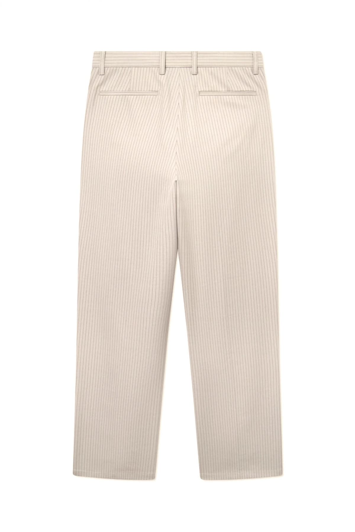 LES DEUX ΠΑΝΤΕΛΟΝΙ CHINO ΠΙΕΤΑ REECE PLEATED PINSTRIPE ΡΙΓΕ ΜΠΕΖ-ΚΑΦΕ