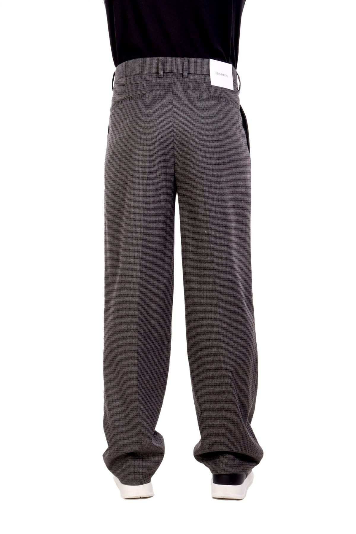 LES DEUX ΠΑΝΤΕΛΟΝΙ CHINO REECE PLEATED CHECK ΜΙΚΡΟΣΧΕΔΙΟ ΣΚΟΥΡΟ ΓΚΡΙ