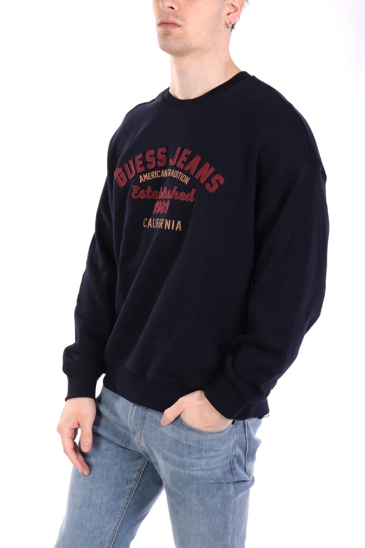 GUESS JEANS ΦΟΥΤΕΡ CREW NECK OVERSIZED LOGO ΜΠΛΕ