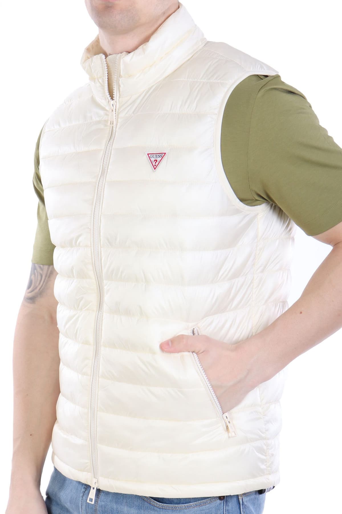 GUESS JEANS ΜΠΟΥΦΑΝ ΑΜΑΝΙΚΟ LOGO ΕΚΡΟΥ