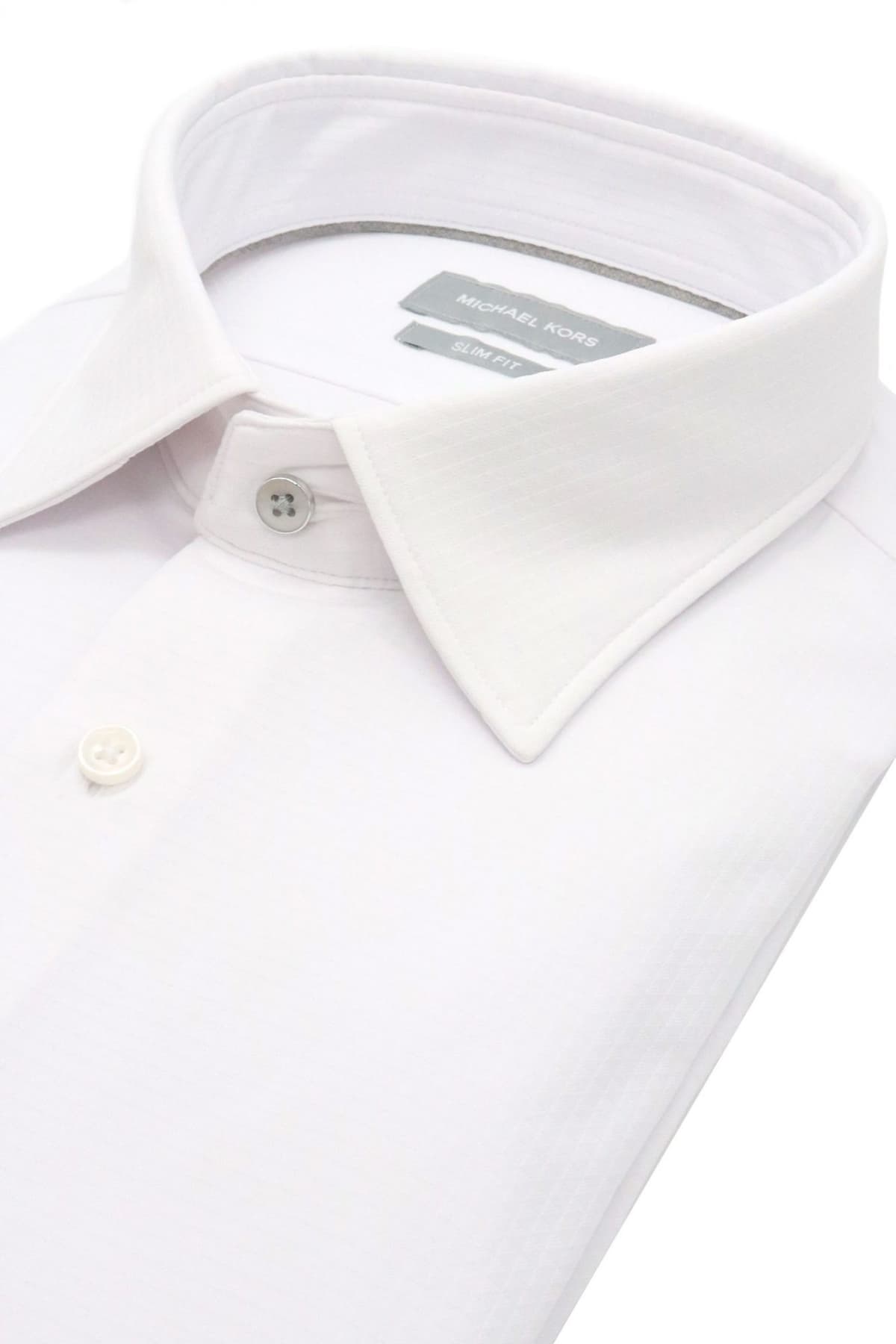 MICHAEL KORS ΠΟΥΚΑΜΙΣΟ ΜΙΚΡΟΣΧΕΔΙΟ SLIM FIT PERFORMANCE DOBBY ΛΕΥΚΟ