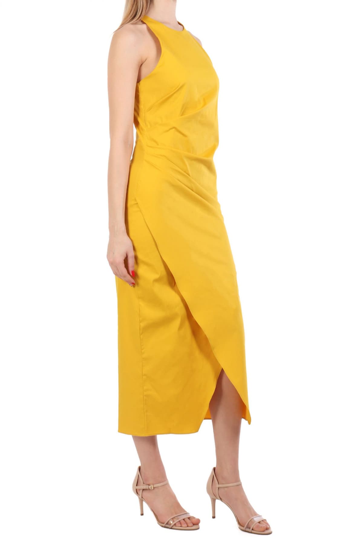 MARELLA ΦΟΡΕΜΑ MIDI ELEGIA ΝΤΡΑΠΕ ΑΝΟΙΧΤΗ ΠΛΑΤΗ ΚΙΤΡΙΝΟ