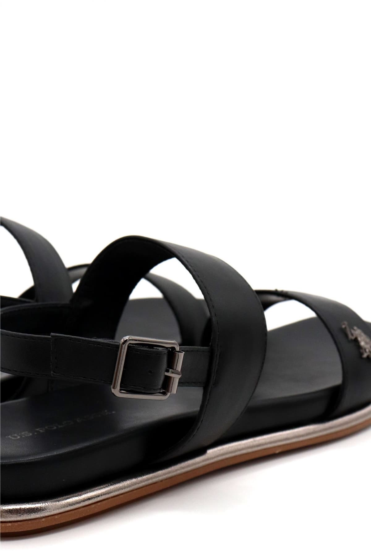 U.S. POLO ASSN. ΠΑΠΟΥΤΣΙΑ ΠΕΔΙΛΑ ΜETAΛΛΙΚΟ LOGO ΜΑΥΡΟ