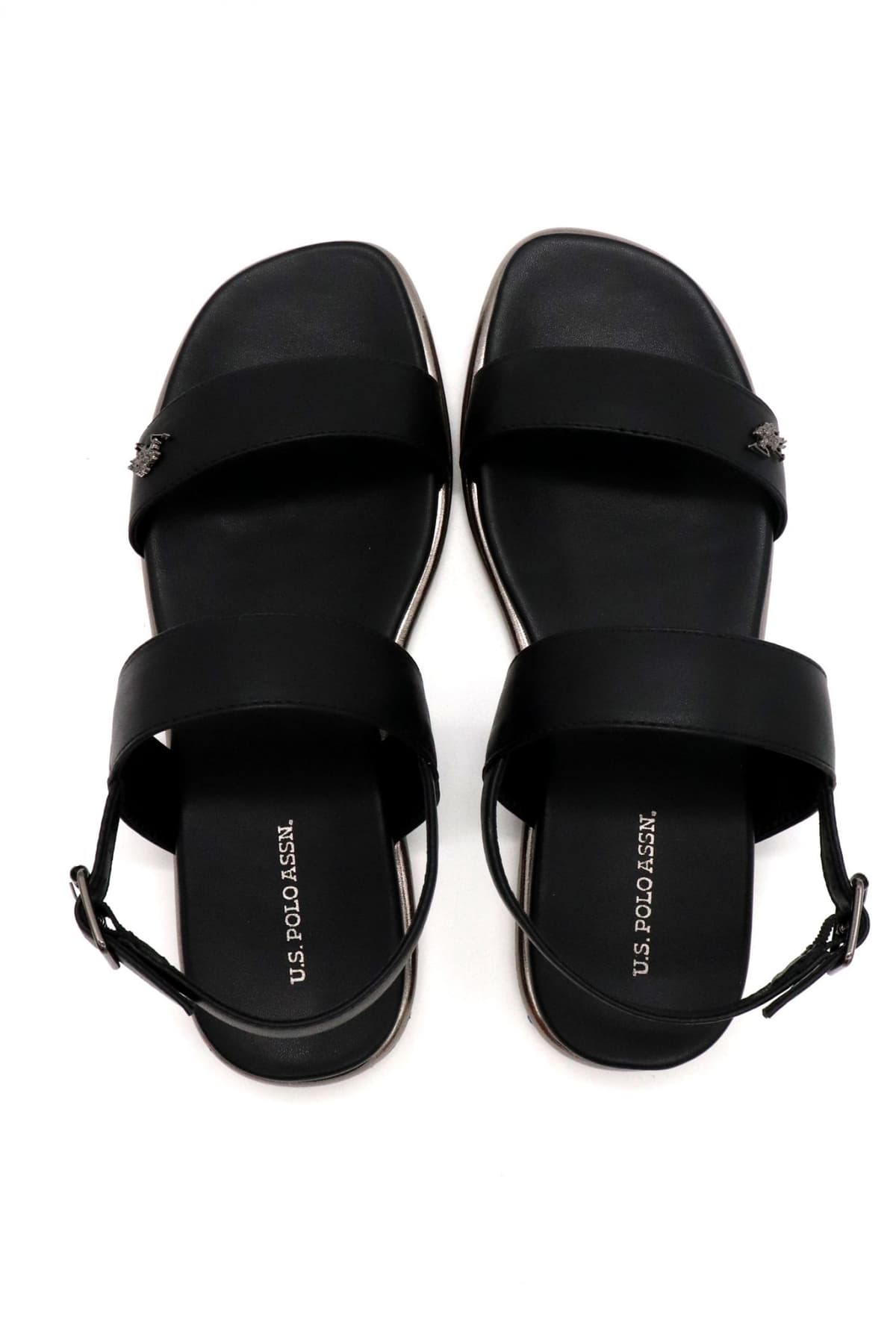 U.S. POLO ASSN. ΠΑΠΟΥΤΣΙΑ ΠΕΔΙΛΑ ΜETAΛΛΙΚΟ LOGO ΜΑΥΡΟ