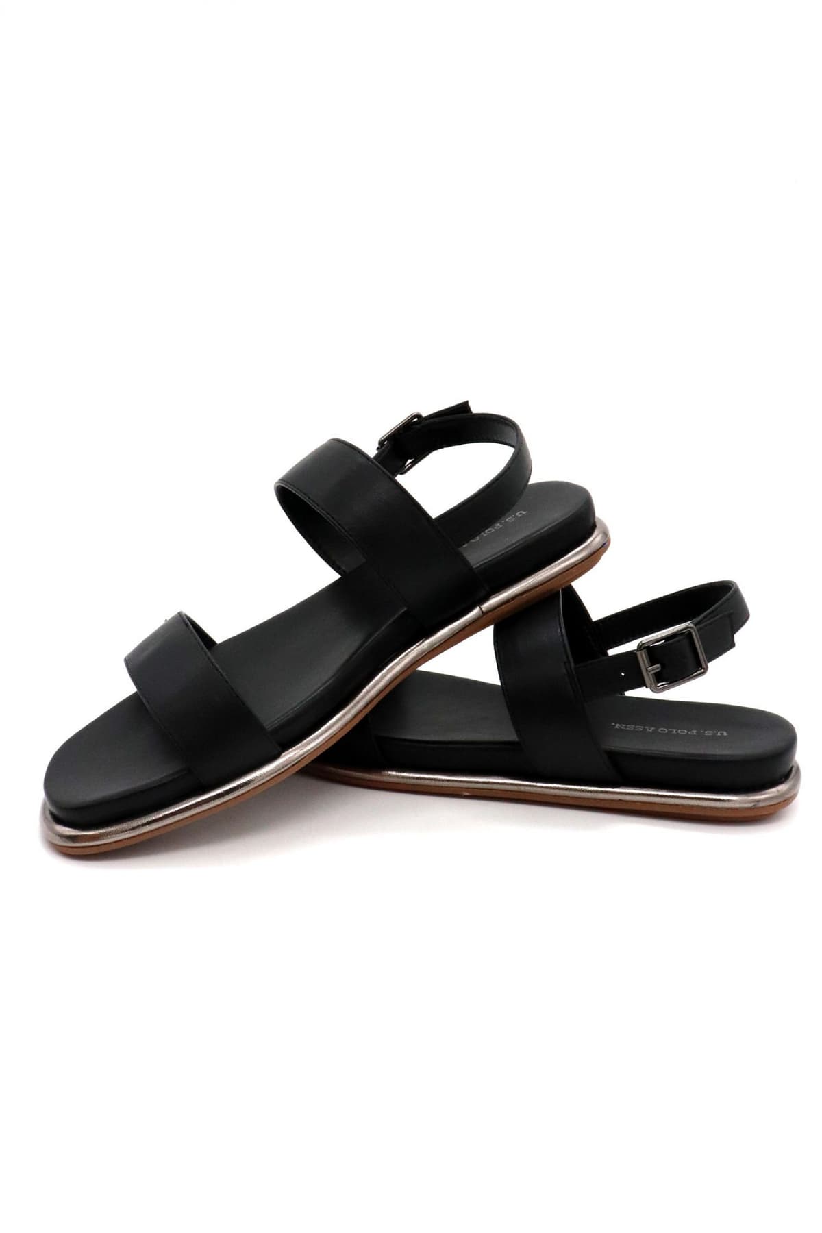 U.S. POLO ASSN. ΠΑΠΟΥΤΣΙΑ ΠΕΔΙΛΑ ΜETAΛΛΙΚΟ LOGO ΜΑΥΡΟ