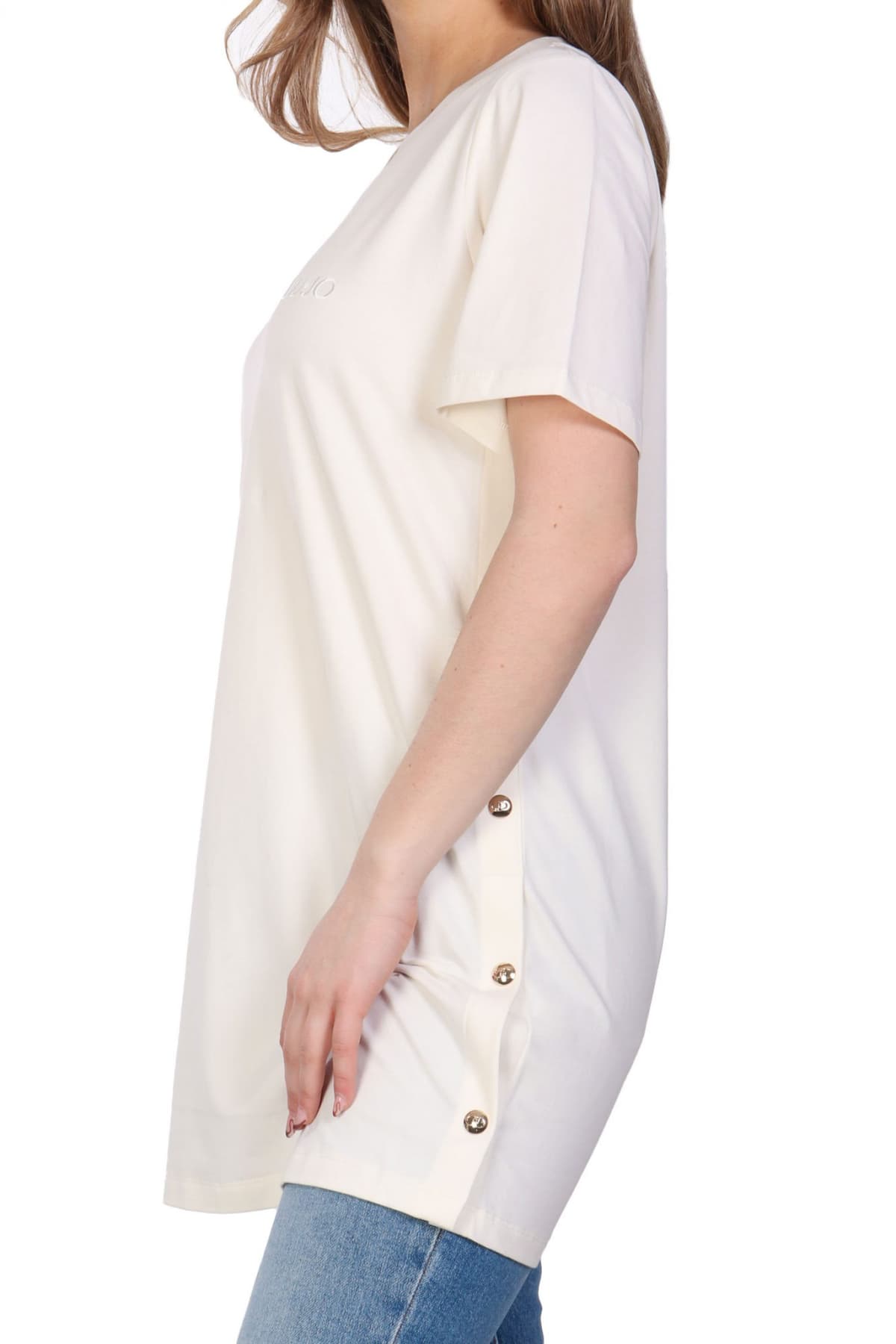 LIU JO BETTER T-SHIRT M MAXI ΚΟΥΜΠΙΑ ΠΛΑΙ ΕΚΡΟΥ