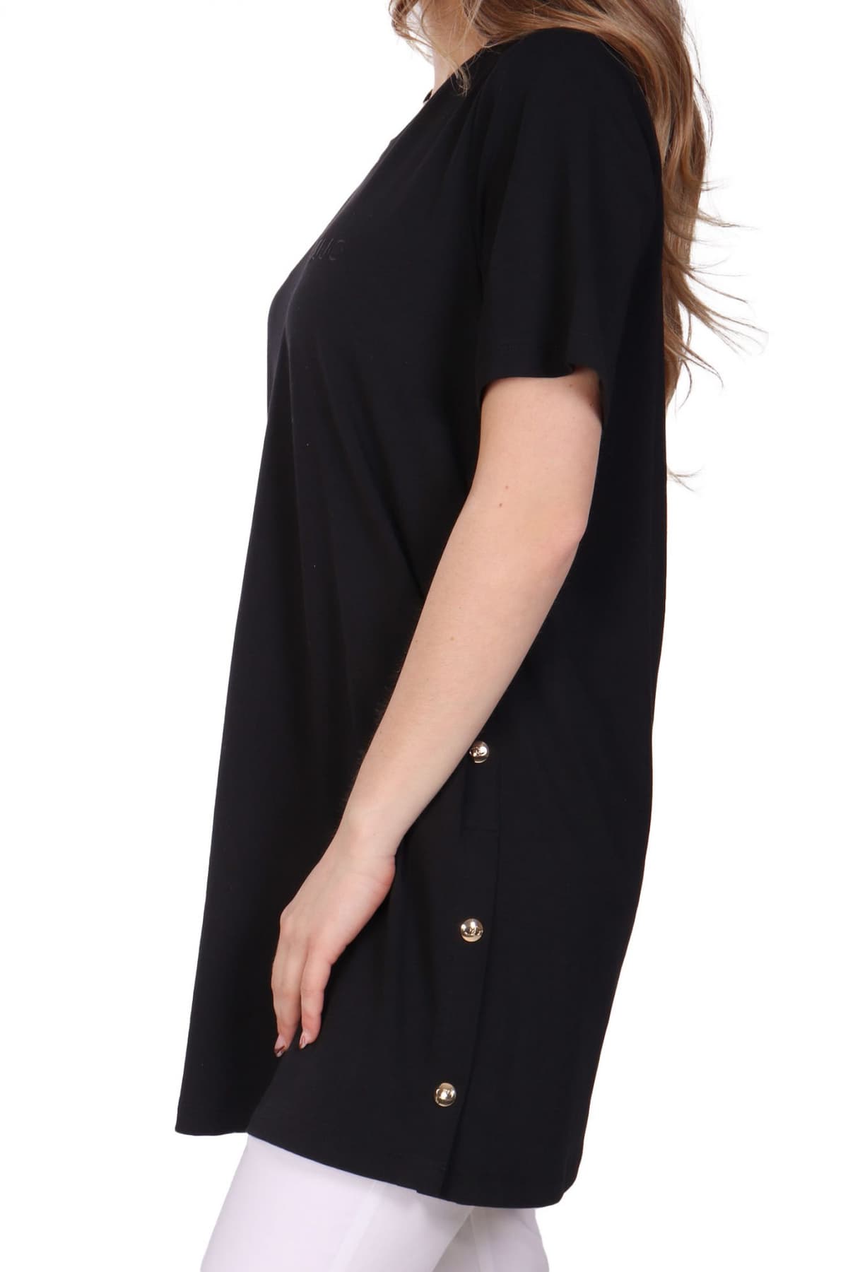 LIU JO BETTER T-SHIRT M MAXI ΚΟΥΜΠΙΑ ΠΛΑΙ ΜΑΥΡΟ