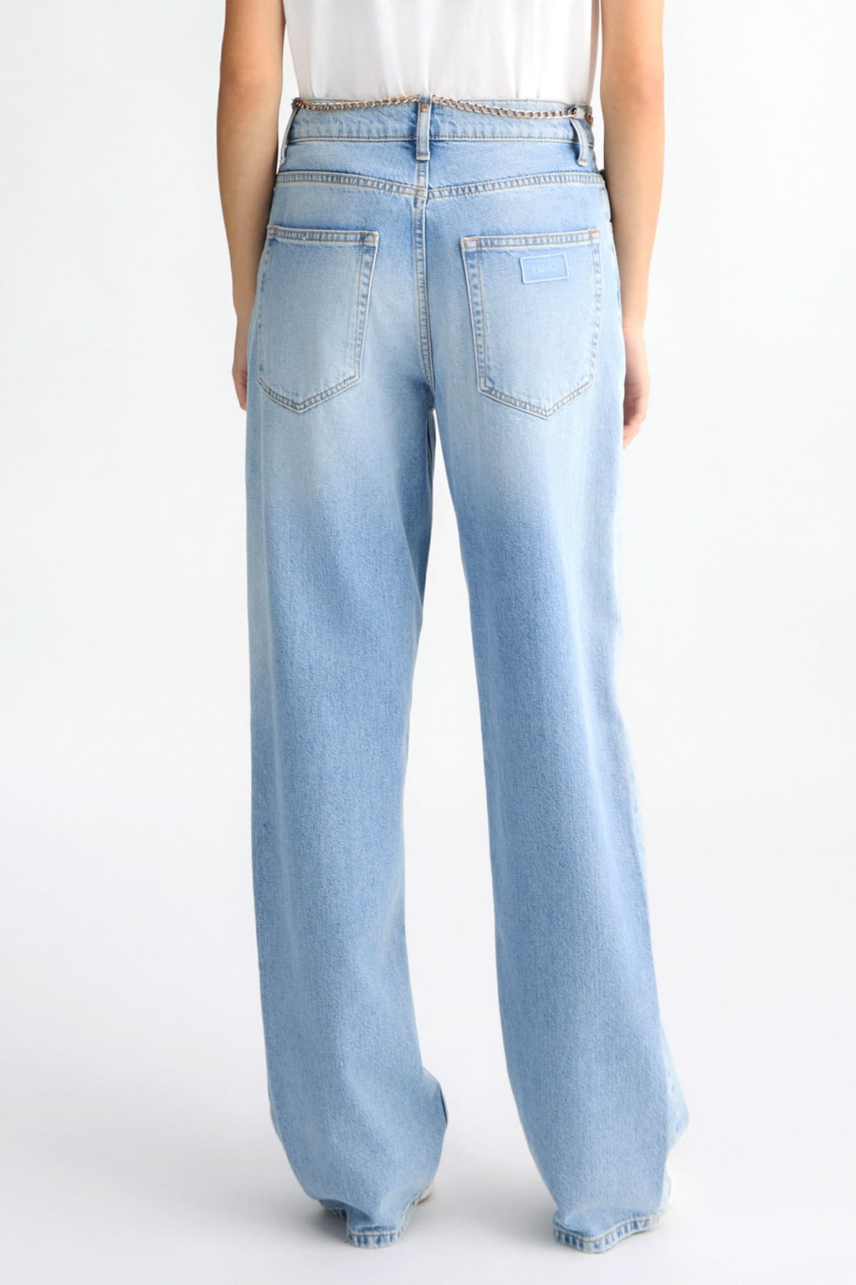 LIU -JO ΠΑΝΤΕΛΟΝΙ JEANS STRAIGHT FIT ΖΩΝΗ ΑΛΥΣΙΔΑ ΣΙΕΛ