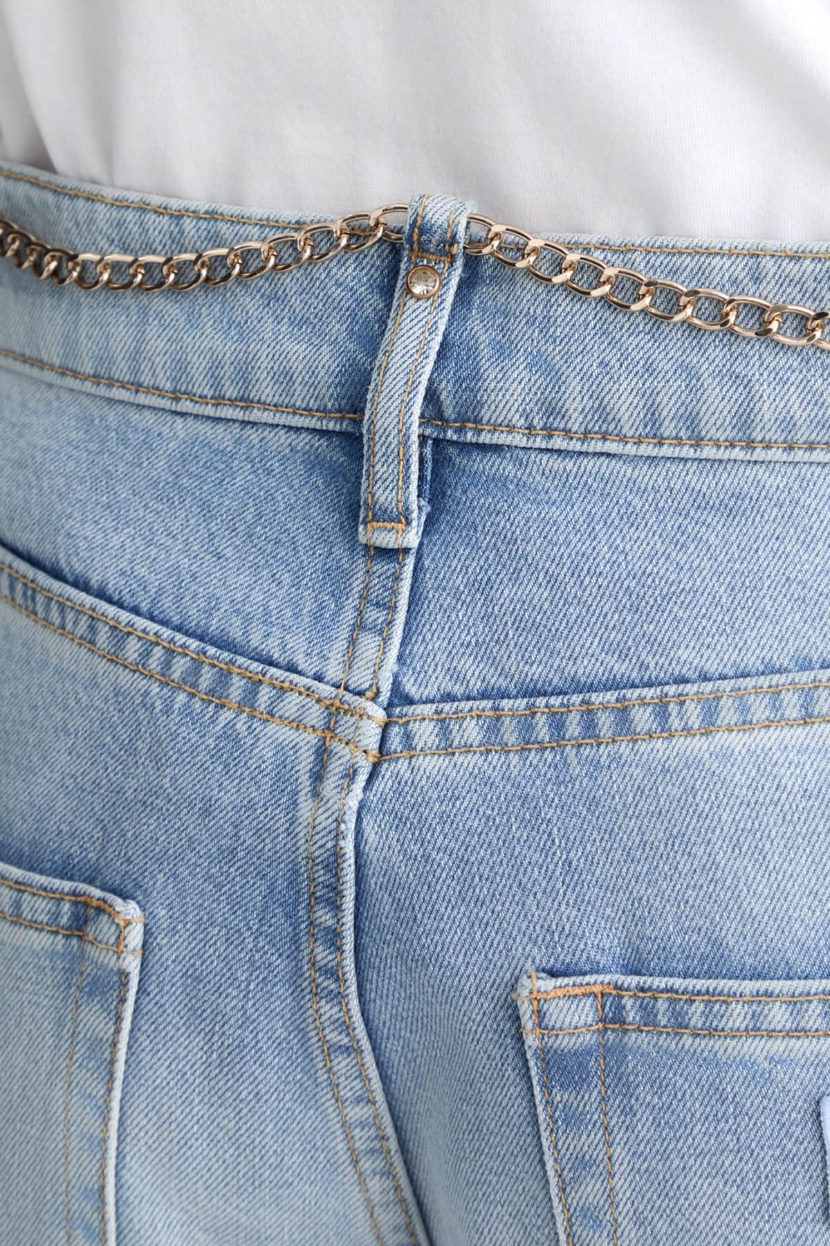 LIU -JO ΠΑΝΤΕΛΟΝΙ JEANS STRAIGHT FIT ΖΩΝΗ ΑΛΥΣΙΔΑ ΣΙΕΛ