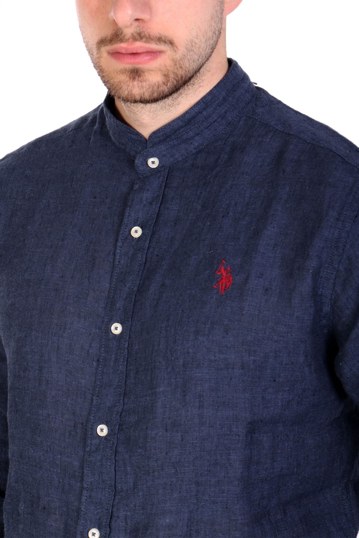 U.S.POLO ASSN ΠΟΥΚΑΜΙΣΟ SLIM FIT ΜΠΛΕ