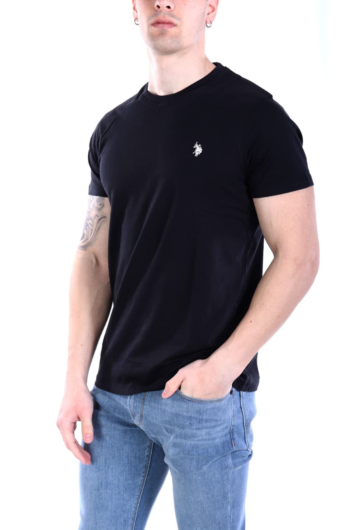 U.S.POLO ASSN T-SHIRT CREW NECK LOGO MICK ΜΑΥΡΟ