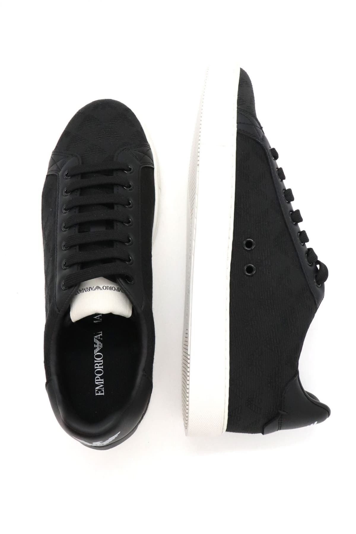 EMPORIO ARMANI ΠΑΠΟΥΤΣΙΑ SNEAKERS ALL OVER LOGO ΜΑΥΡΟ