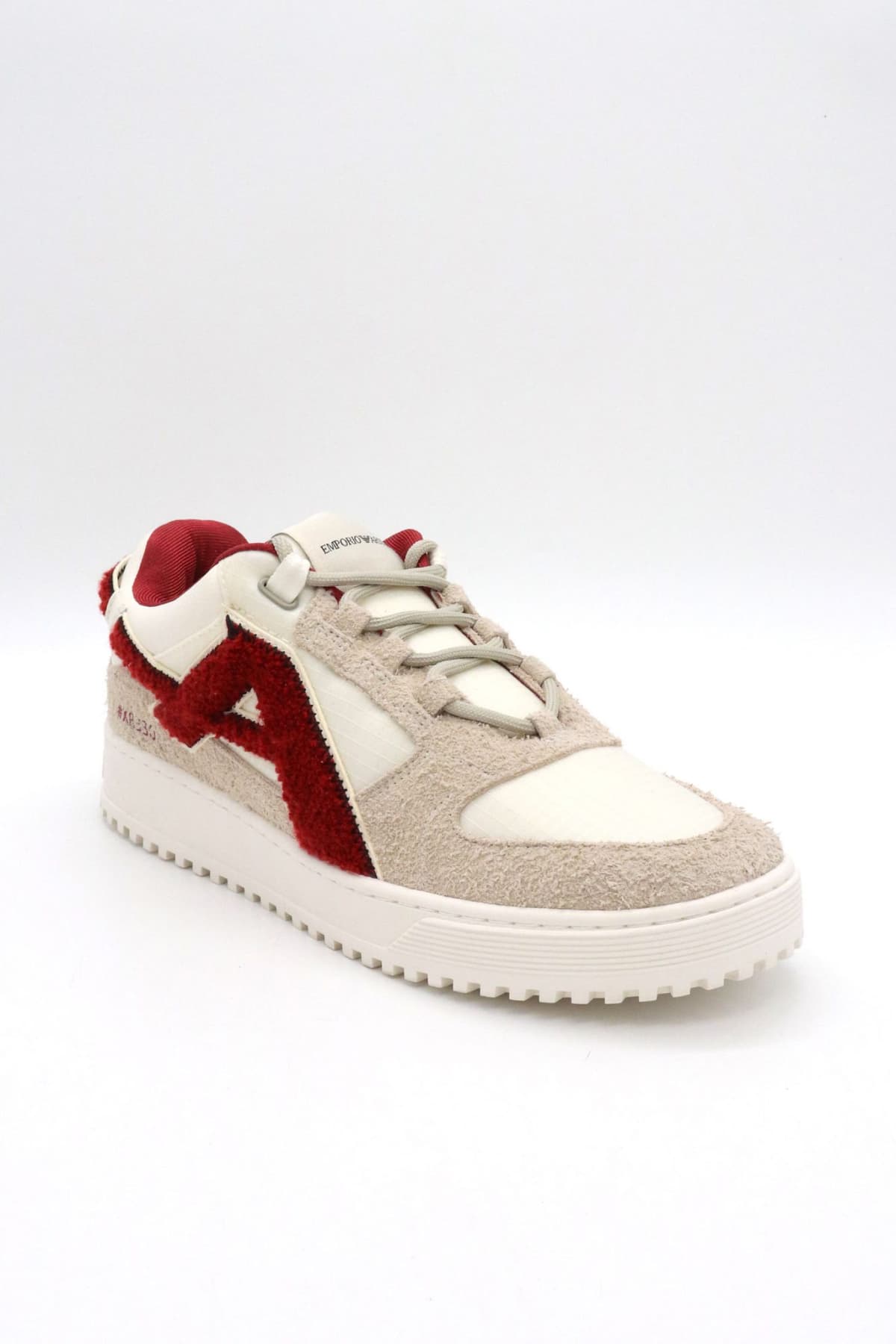 EMPORIO ARMANI ΠΑΠΟΥΤΣΙΑ SNEAKERS LOGO ΛΕΥΚΟ-ΜΠΟΡΝΤΩ