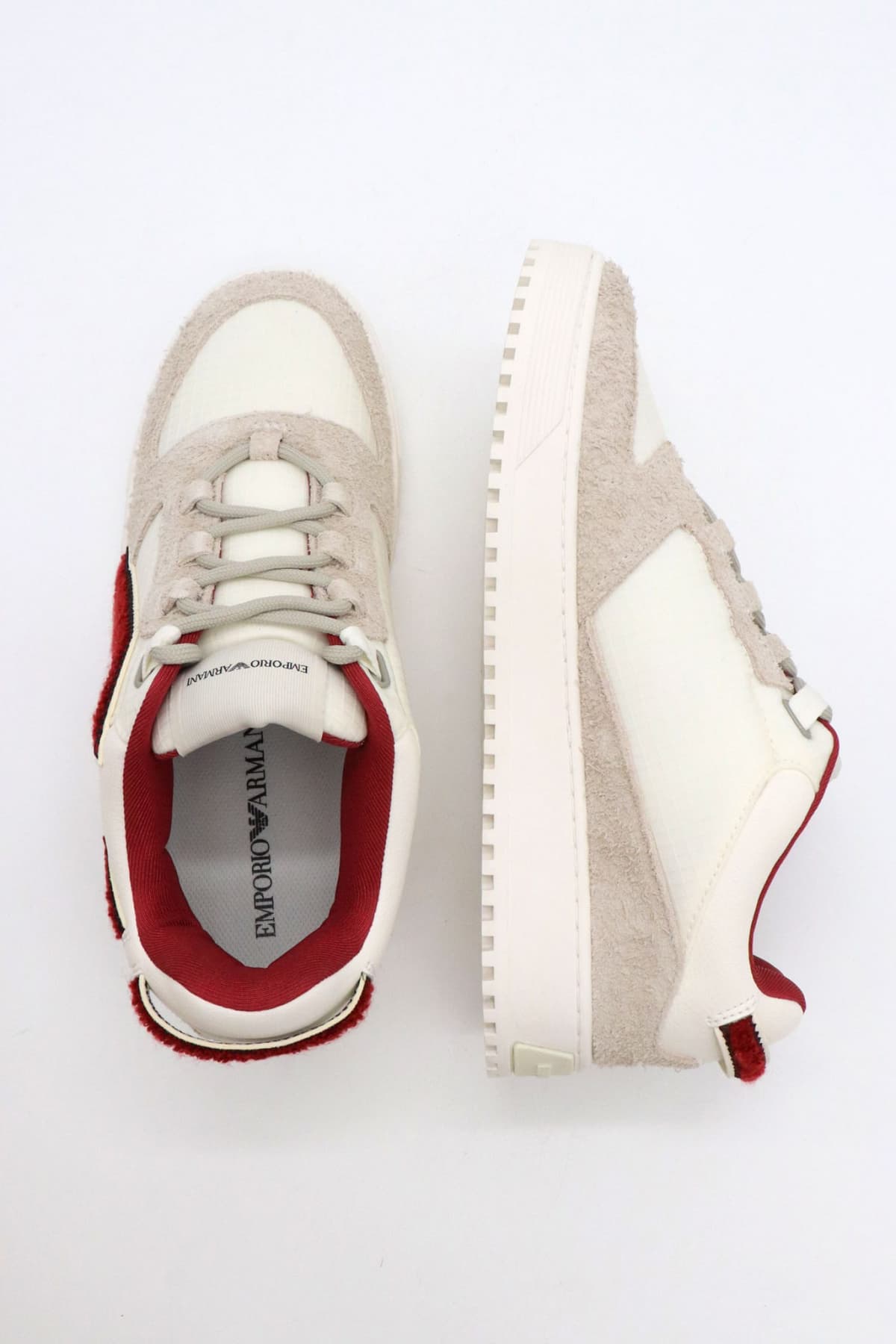 EMPORIO ARMANI ΠΑΠΟΥΤΣΙΑ SNEAKERS LOGO ΛΕΥΚΟ-ΜΠΟΡΝΤΩ