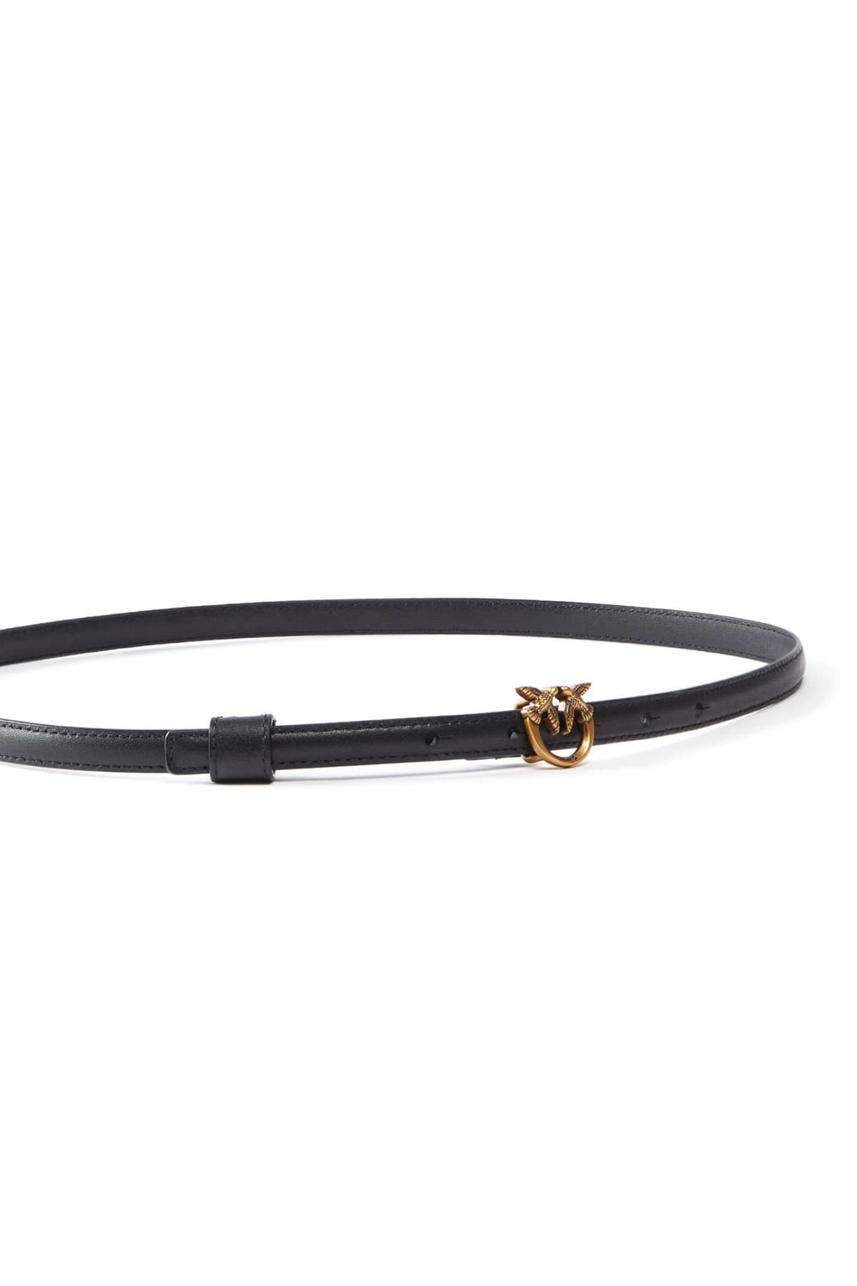 PINKO ΖΩΝΗ LOVE BERRY H1 BELT VITELLO SETA ΜΑΥΡΟ-ANTIQUE GOLD