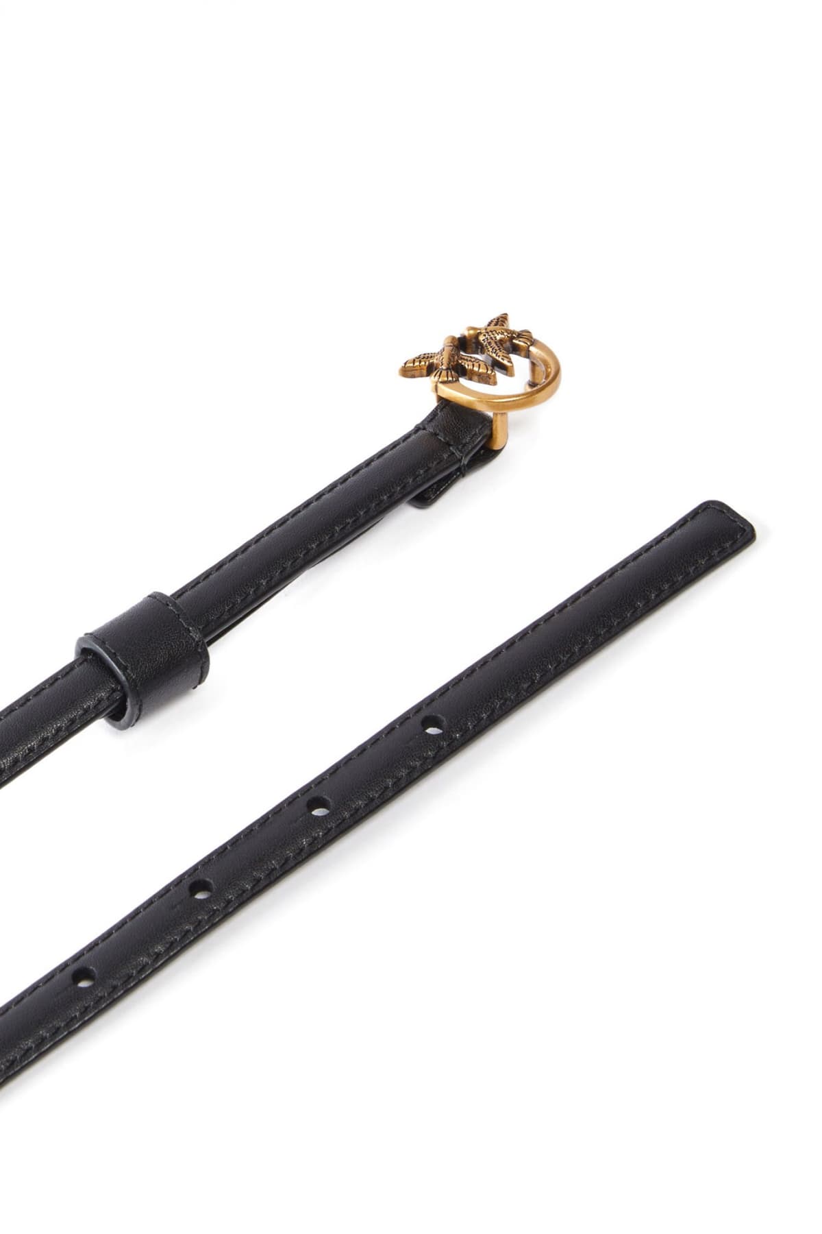 PINKO ΖΩΝΗ LOVE BERRY H1 BELT VITELLO SETA ΜΑΥΡΟ-ANTIQUE GOLD