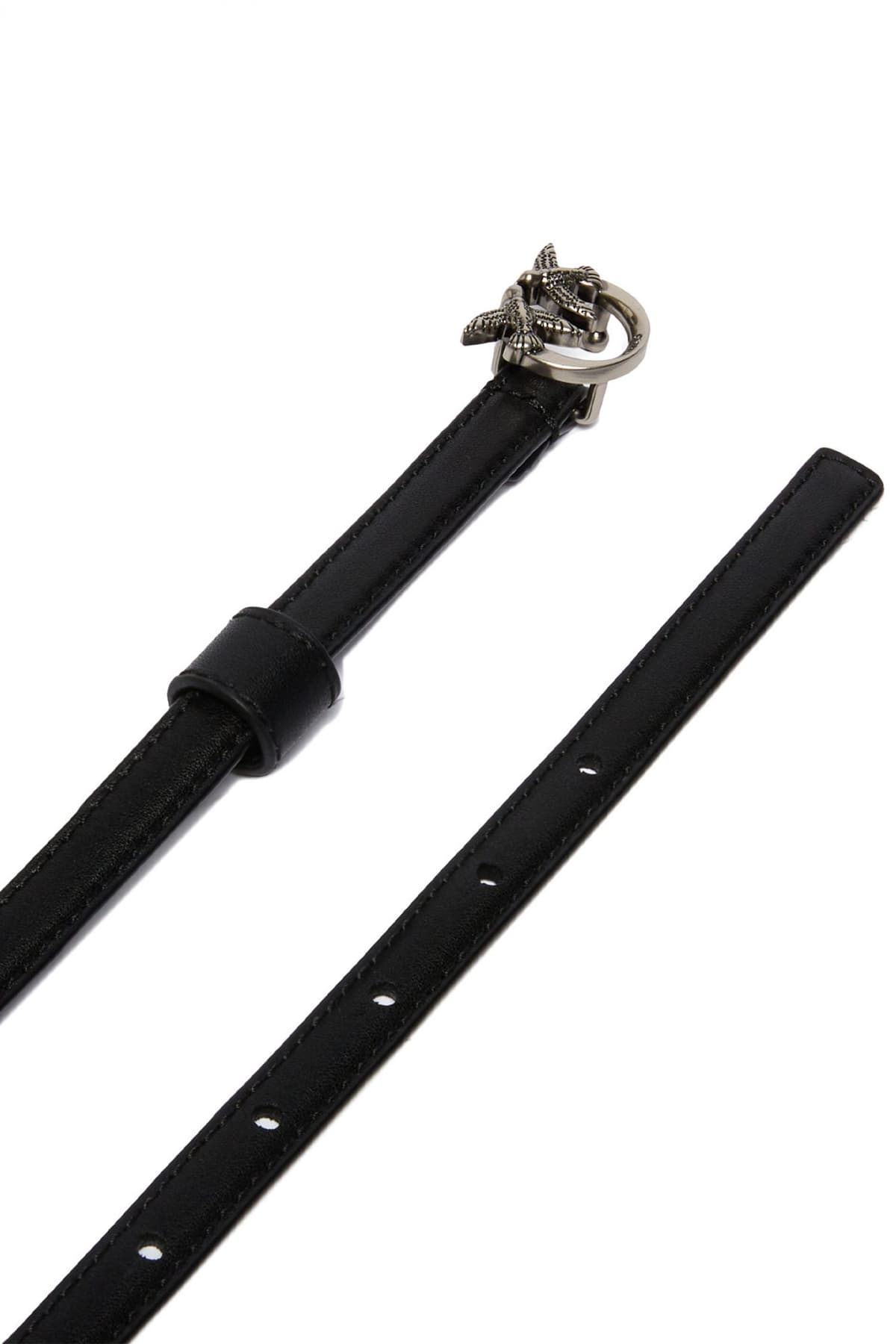 PINKO ΖΩΝΗ LOVE BERRY H1 BELT VITELLO SETA ΑΓΡΑΦΑ ΑΣΗΜΙ-ΜΑΥΡΟ