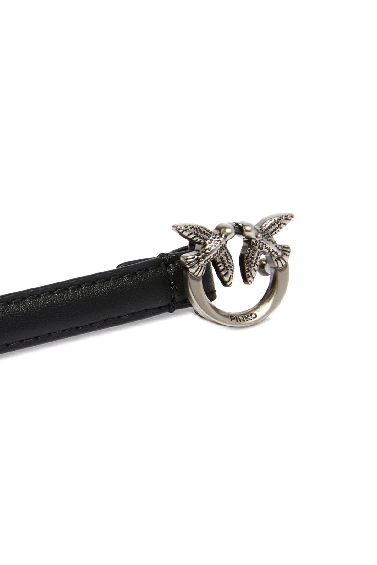 PINKO ΖΩΝΗ LOVE BERRY H1 BELT VITELLO SETA ΑΓΡΑΦΑ ΑΣΗΜΙ-ΜΑΥΡΟ