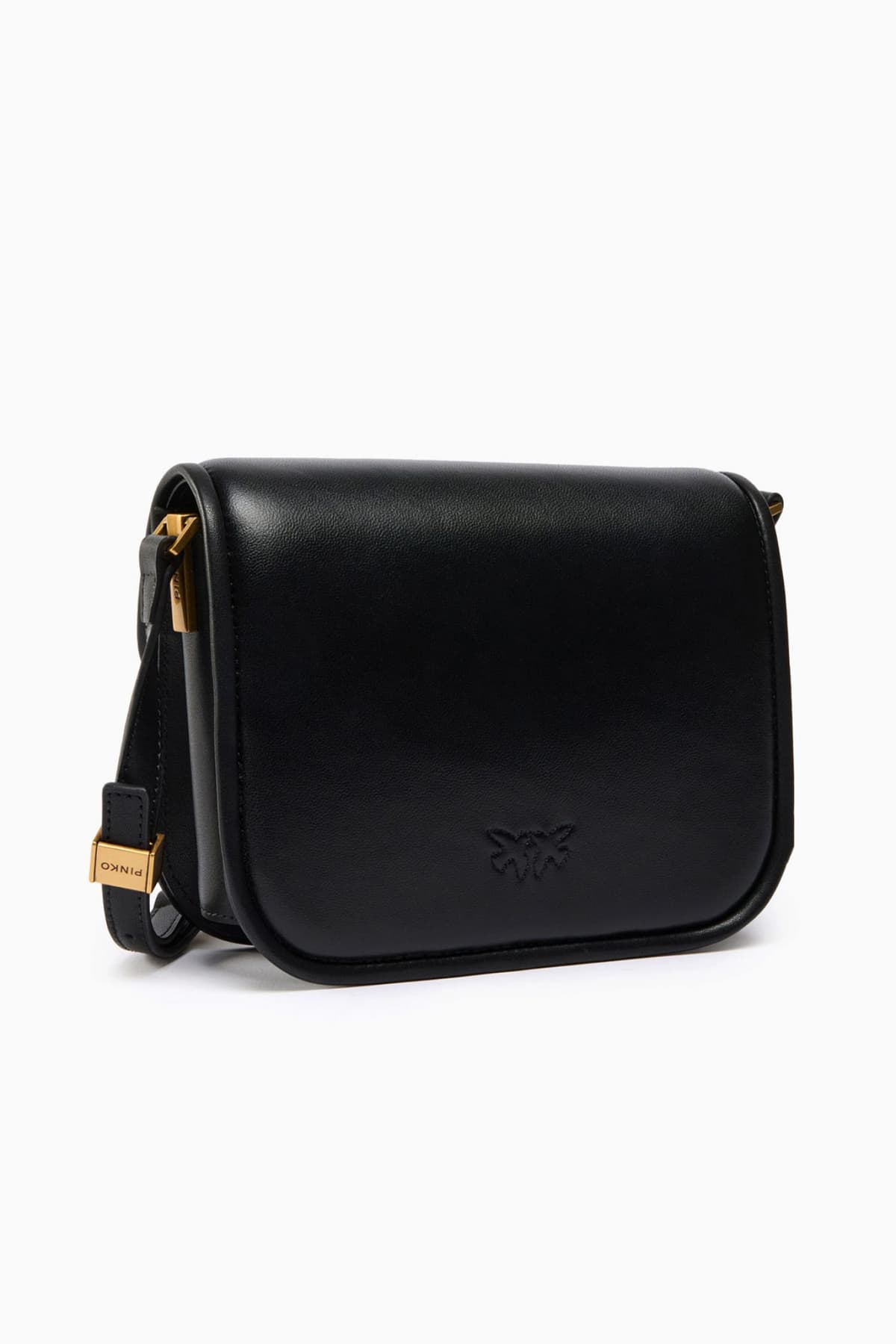 PINKO ΓΥΝΑΙΚΕΙΑ ΤΣΑΝΤΑ LOVE BOX BAG FL MINI NAPPA + VITELLO SETA ΜΑΥΡΟ-ANTIQUE GOLD