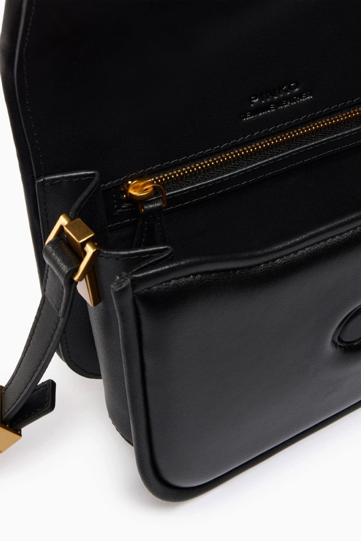 PINKO ΓΥΝΑΙΚΕΙΑ ΤΣΑΝΤΑ LOVE BOX BAG FL MINI NAPPA + VITELLO SETA ΜΑΥΡΟ-ANTIQUE GOLD