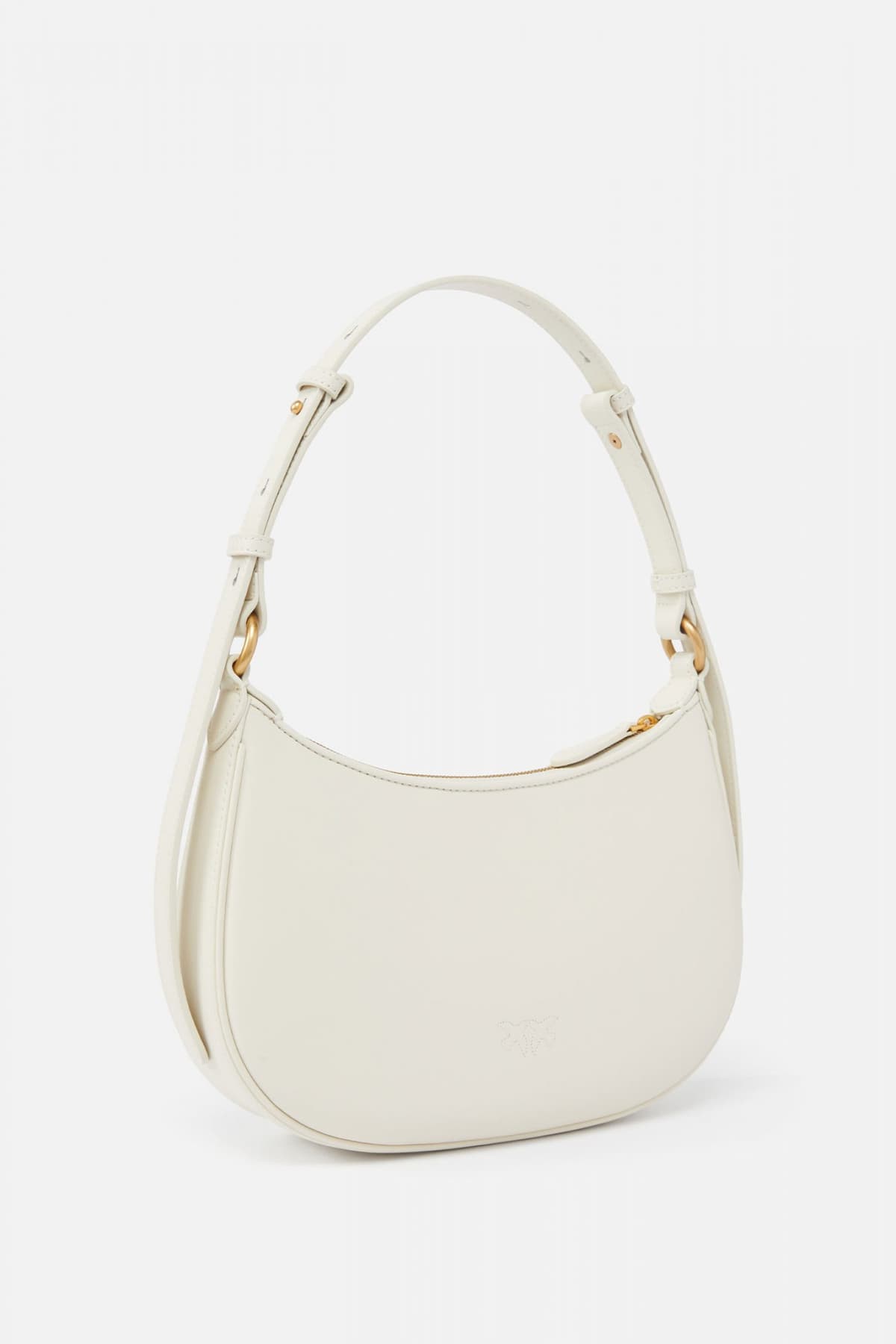 PINKO ΤΣΑΝΤΑ ΩΜΟΥ HALF MOON MINI FL VITELLO SETA ΛΕΥΚΟ